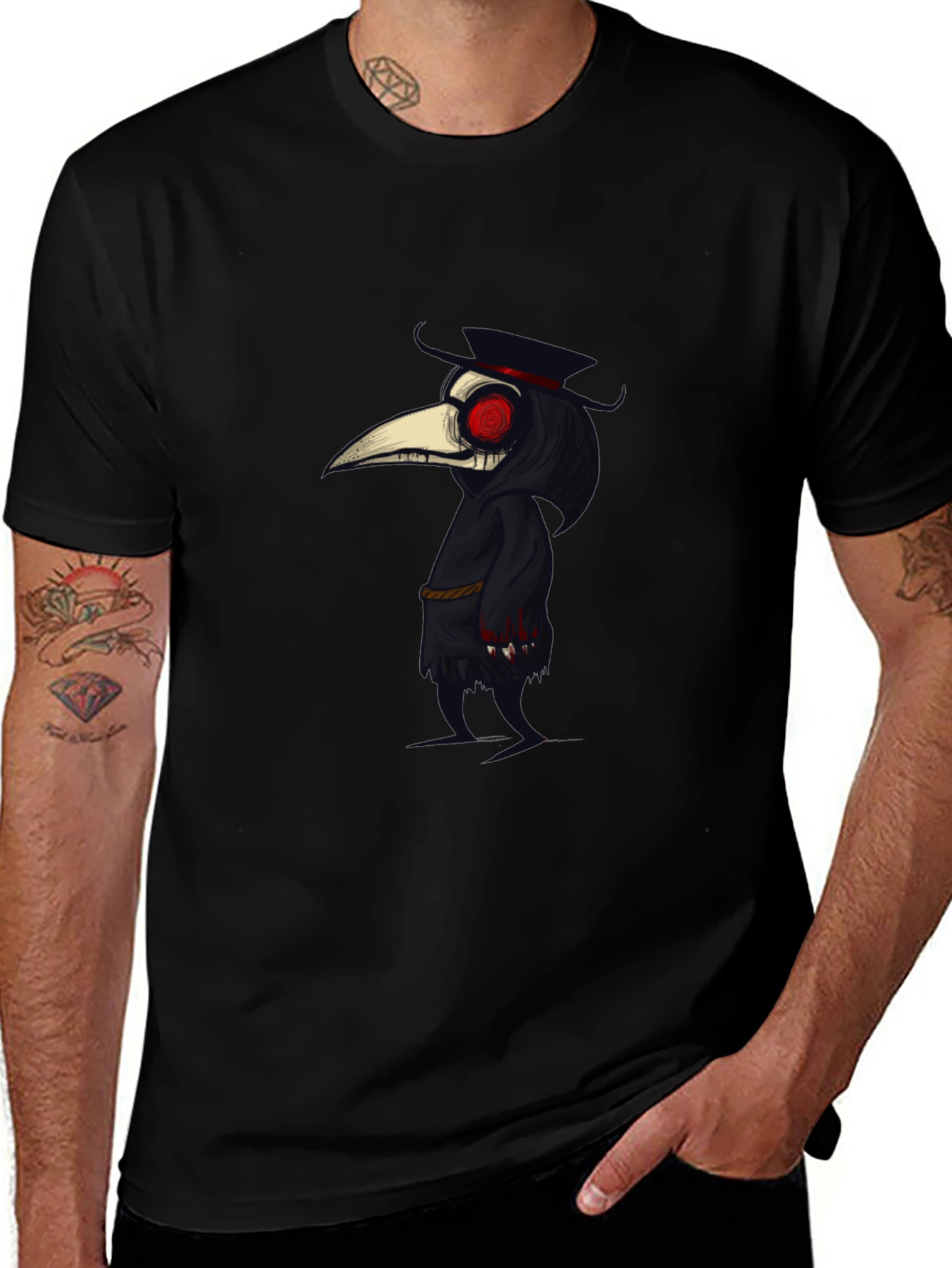 Plague Doctor Graphic Tee - Stylish Gothic Design
