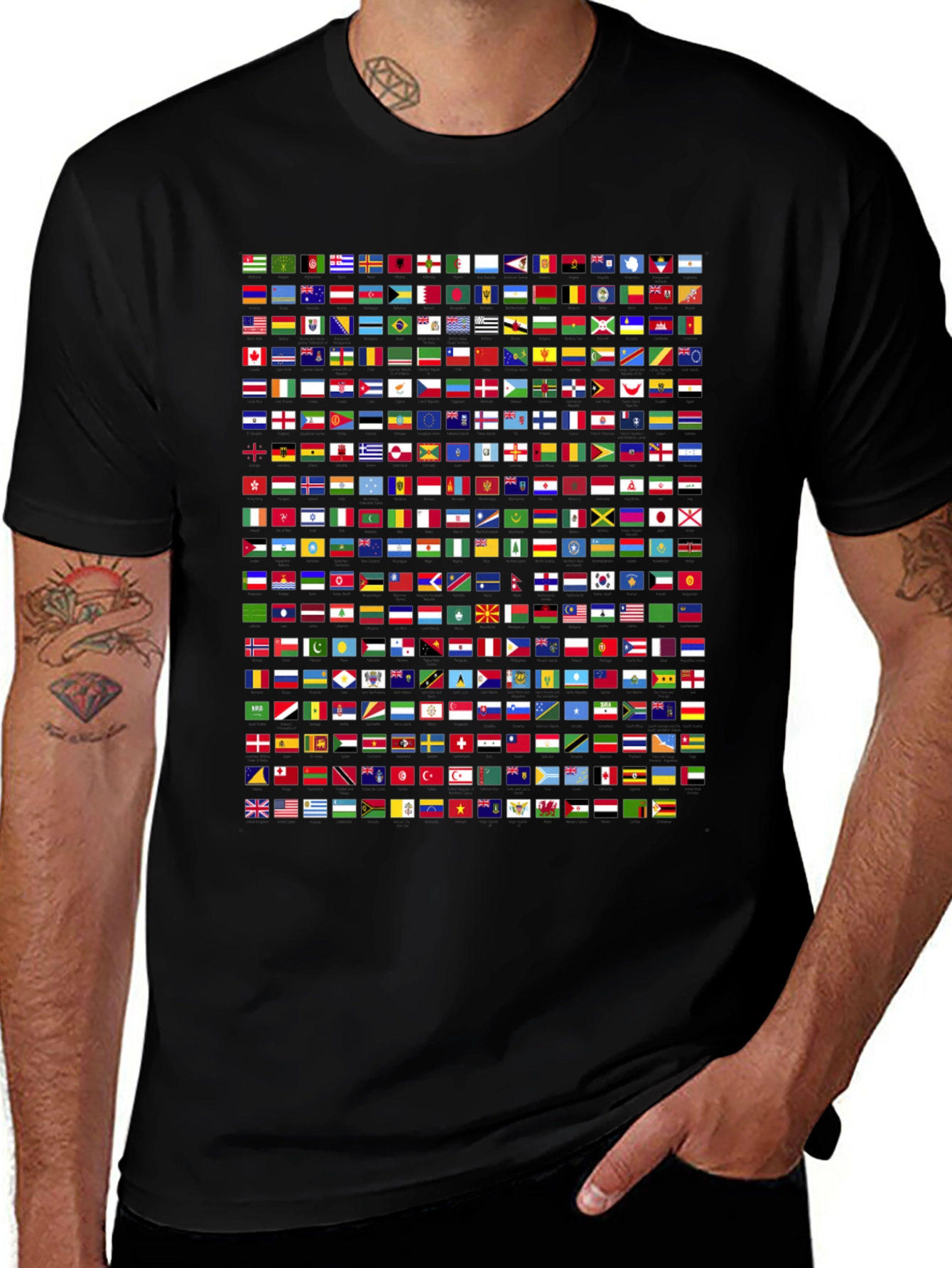 Flags of the World Graphic T-Shirt - Black
