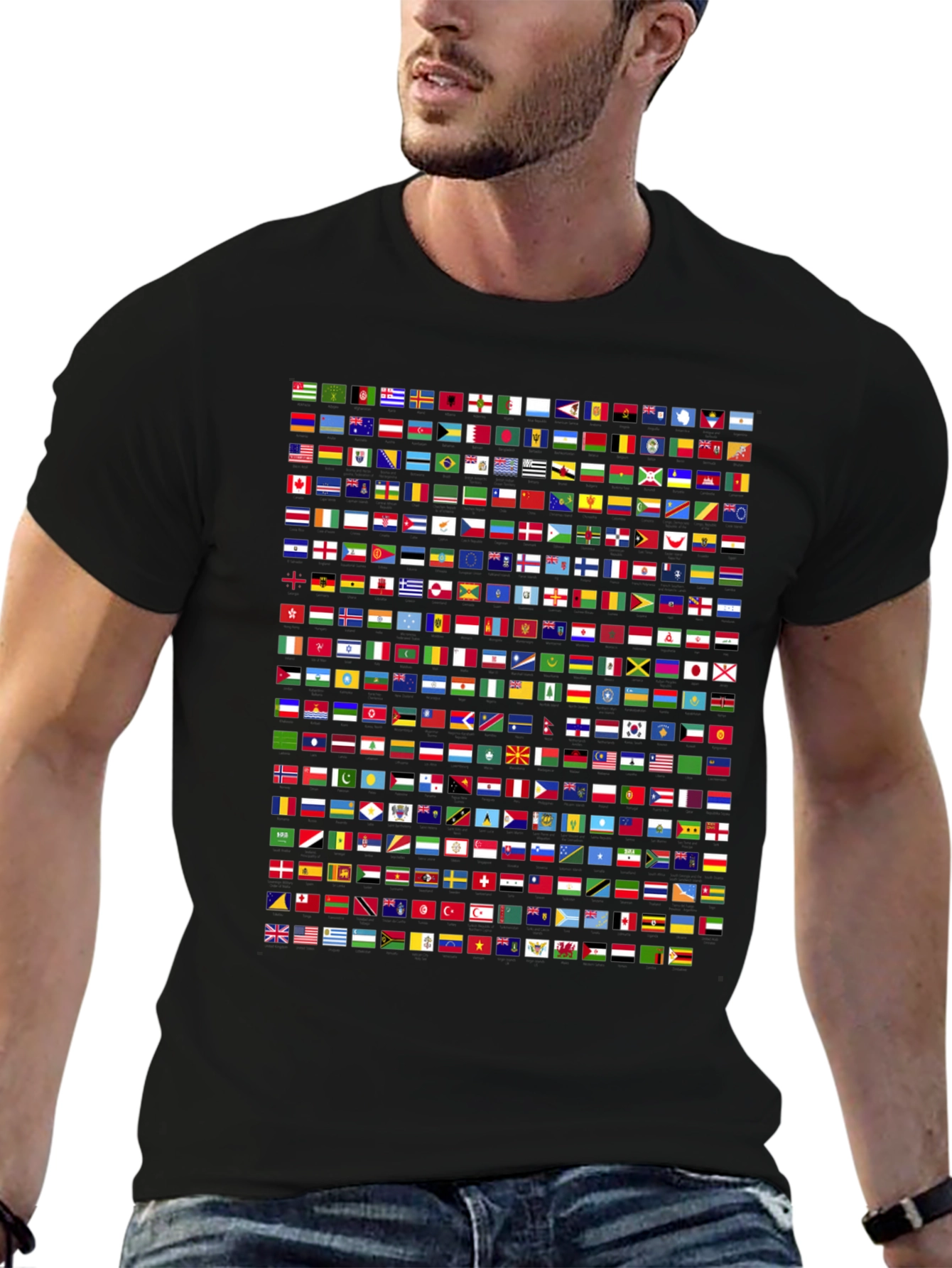 Flags of the World Graphic T-Shirt - Black