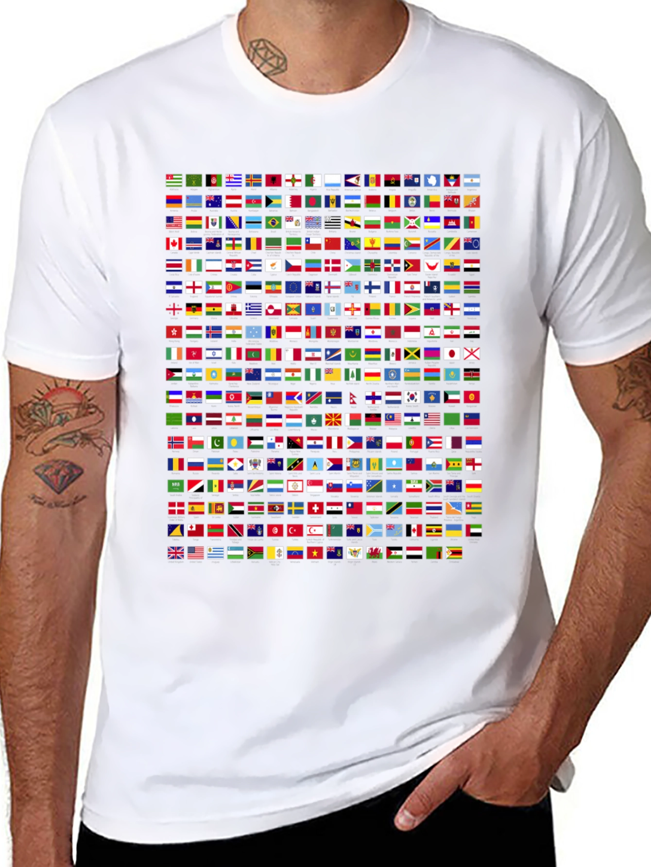 Flags of the World Graphic T-Shirt - Black