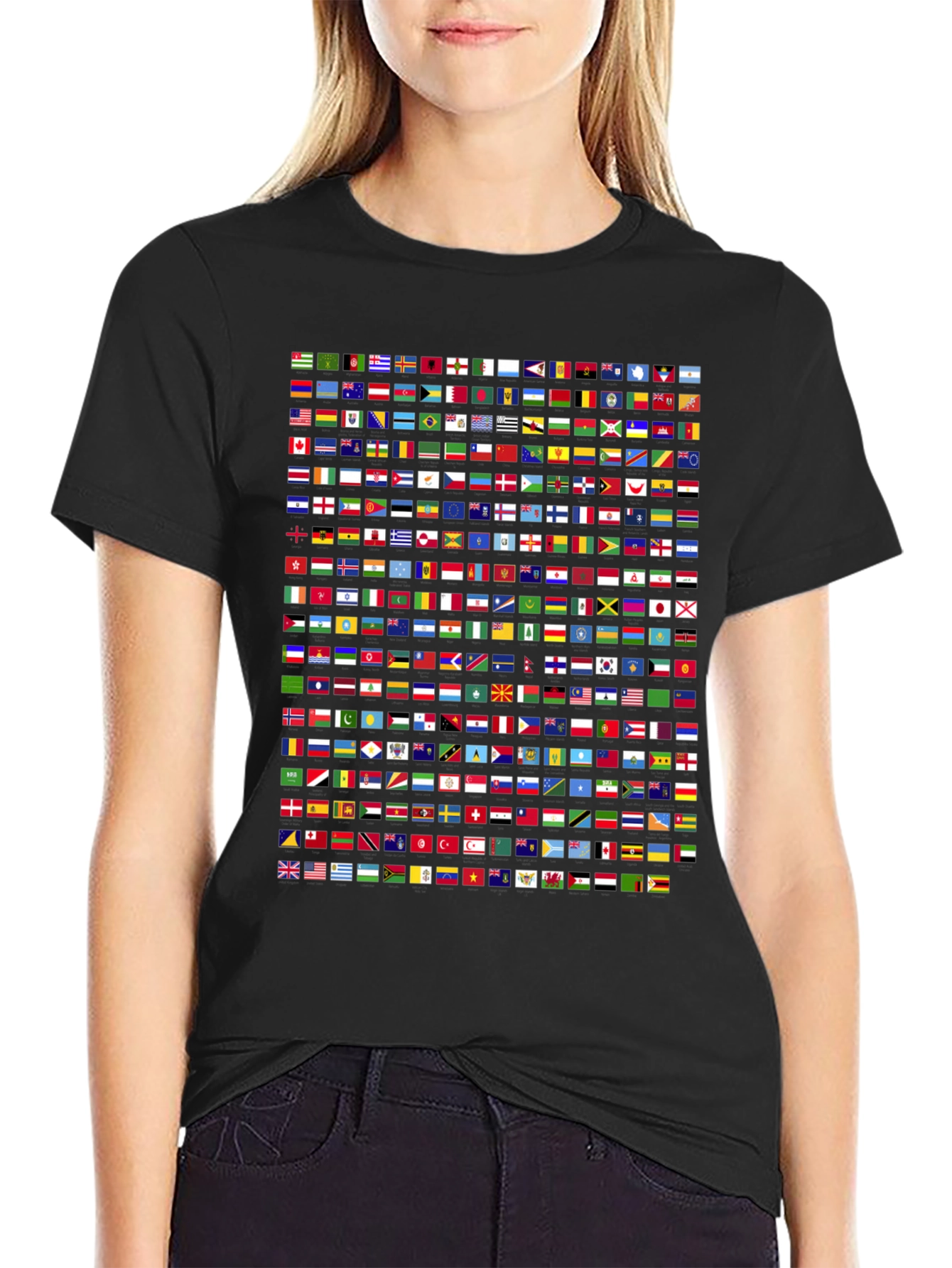 Flags of the World Graphic T-Shirt - Black