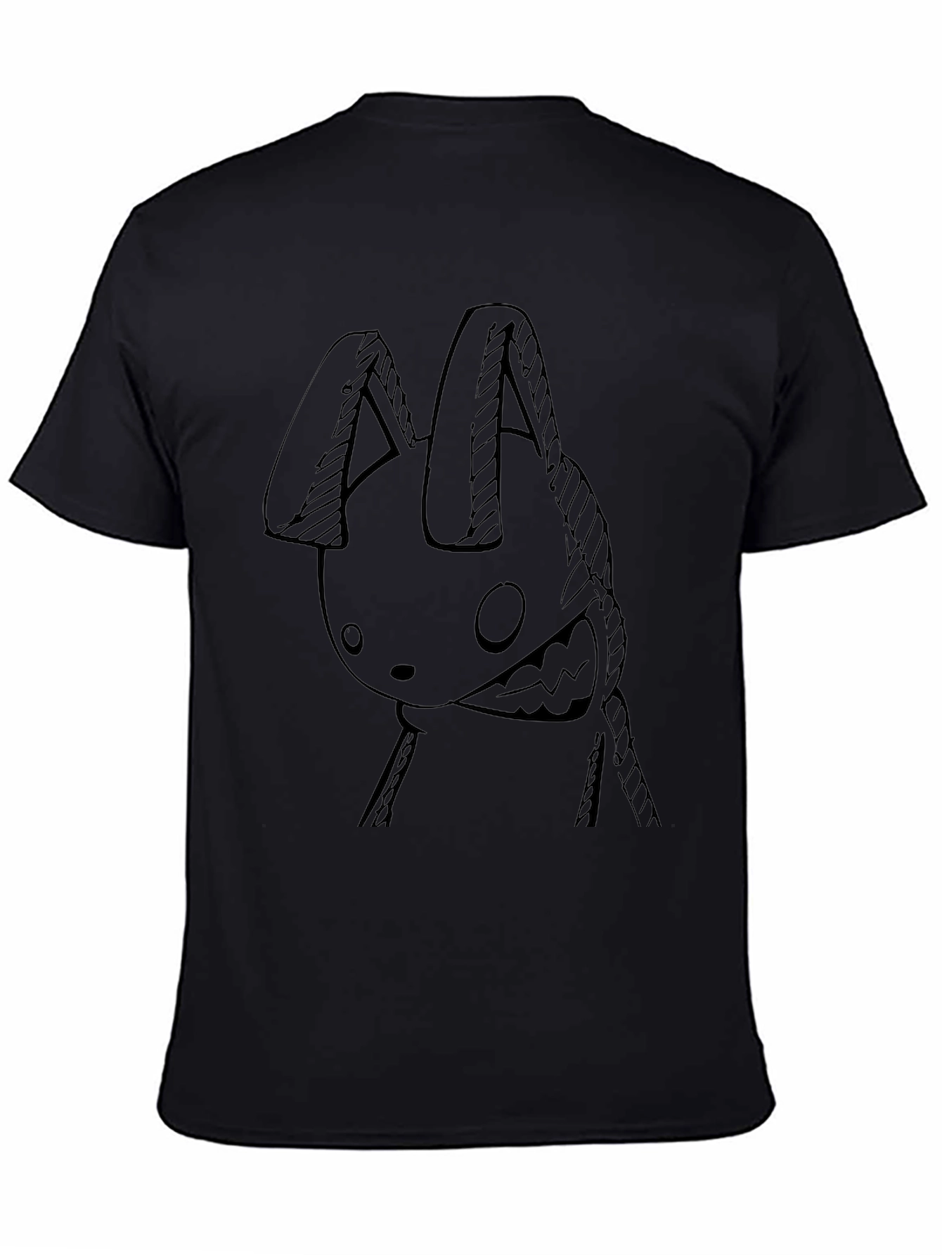 Mens Black T-Shirt with Edgy Bunny Graphic