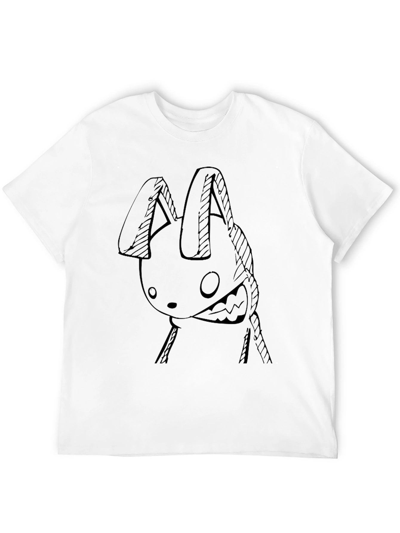 Mens Black T-Shirt with Edgy Bunny Graphic