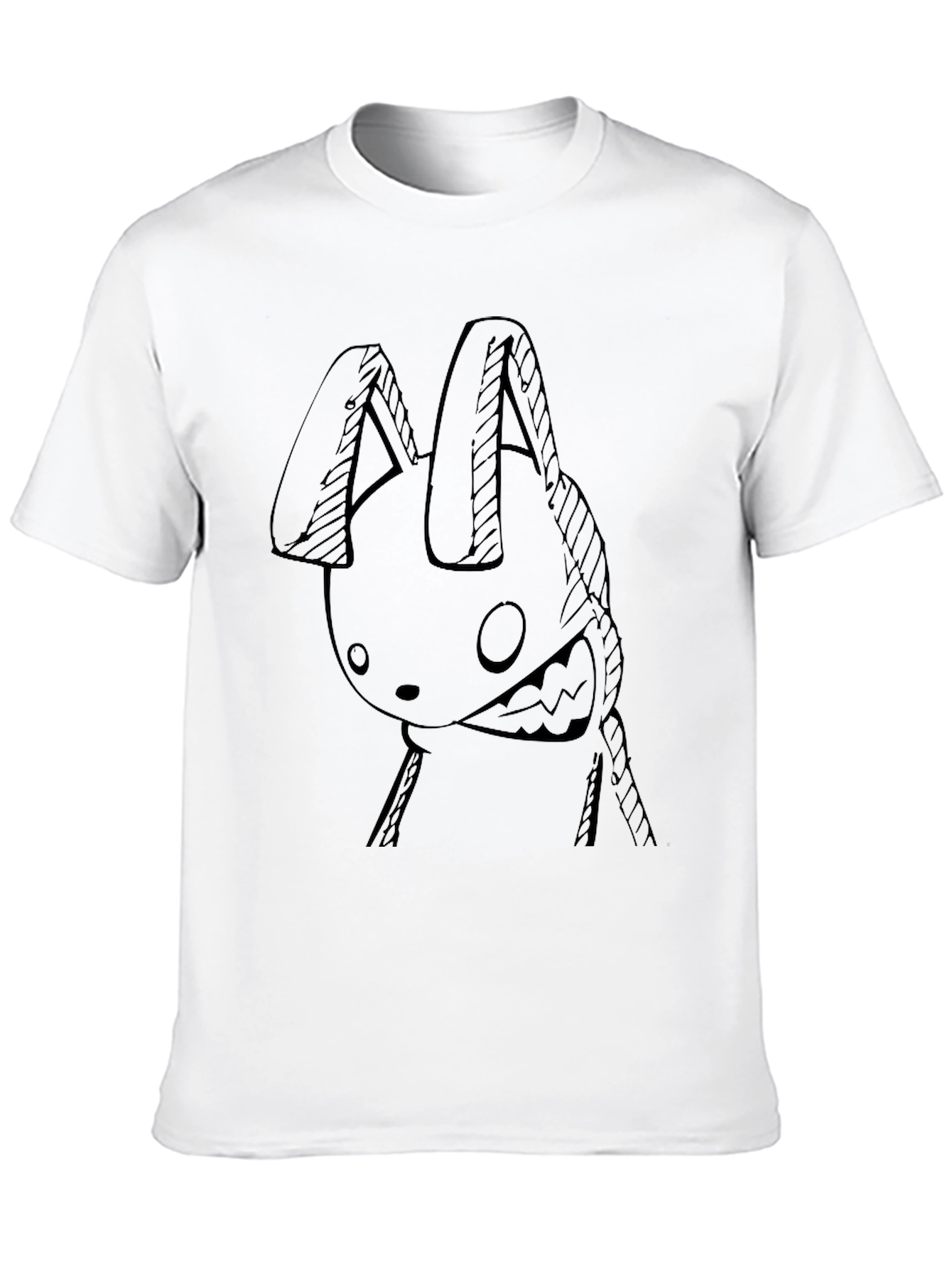Mens Black T-Shirt with Edgy Bunny Graphic