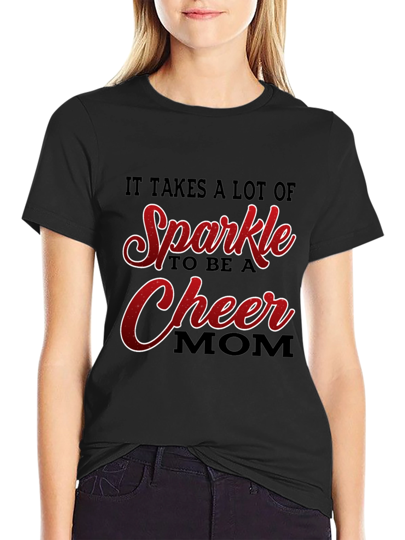 Sparkle Cheer Mom Graphic T-Shirt