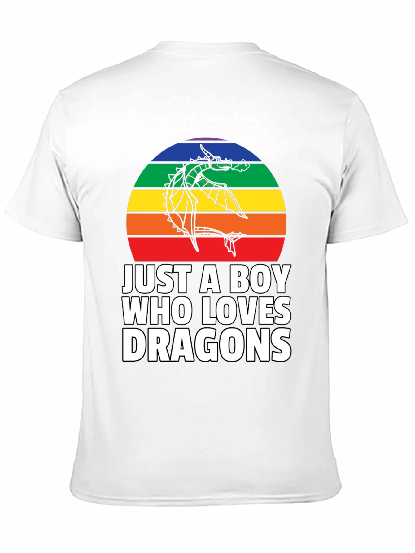 Just a Boy Who Loves Dragons T-Shirt Rainbow Design