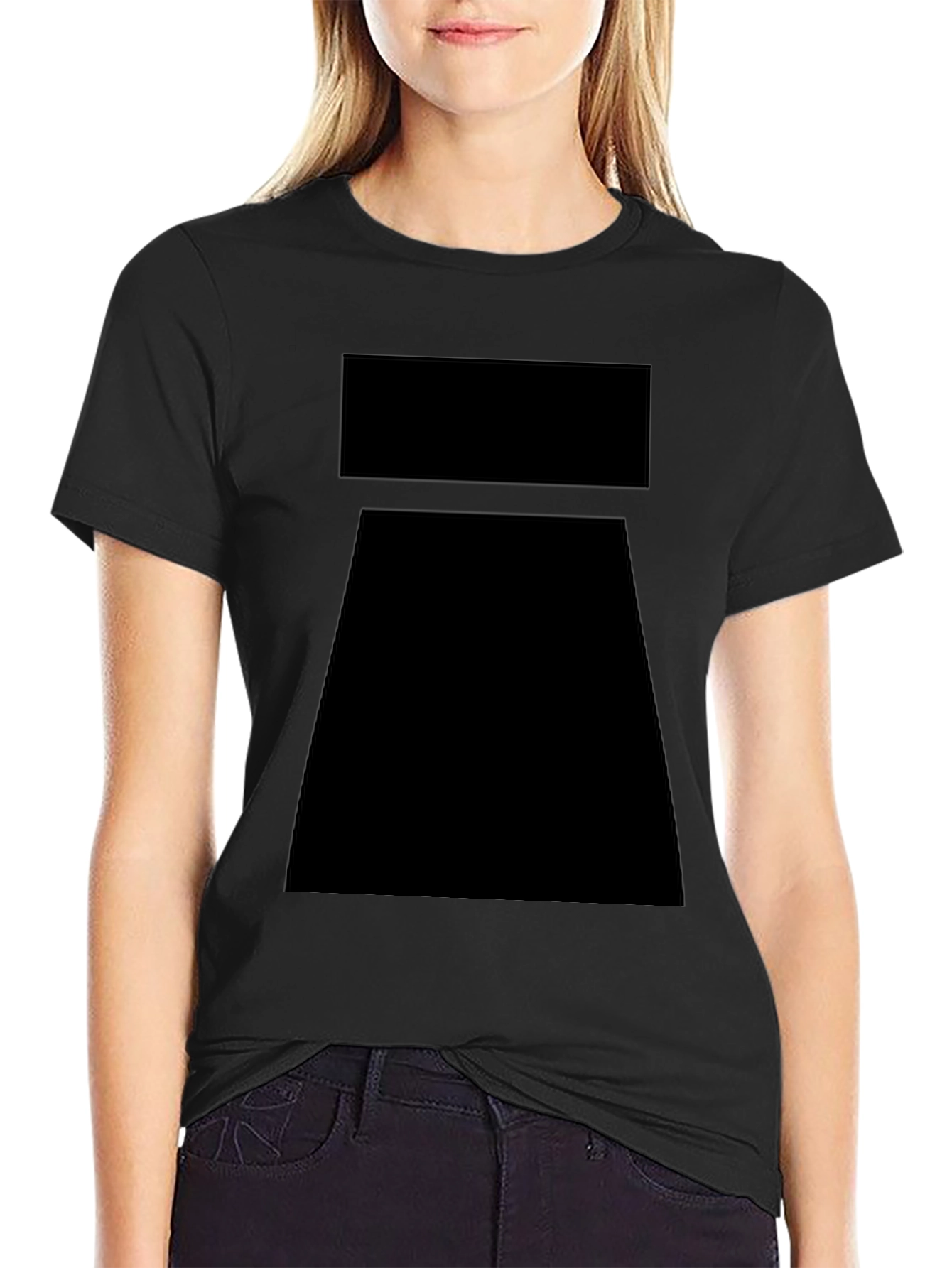 Black Geometric Print Crew Neck T-Shirt