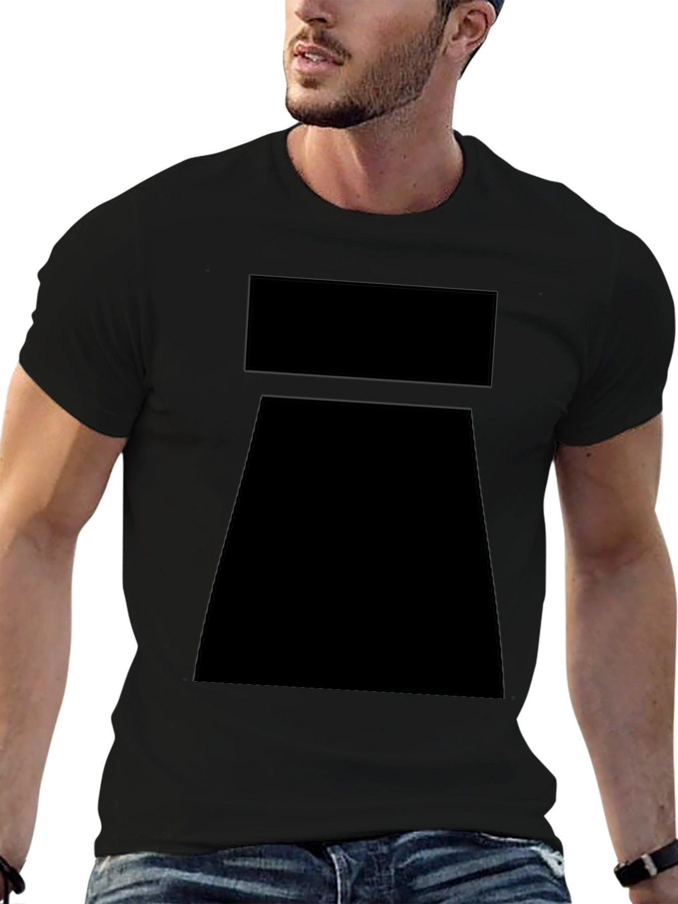 Black Geometric Print Crew Neck T-Shirt