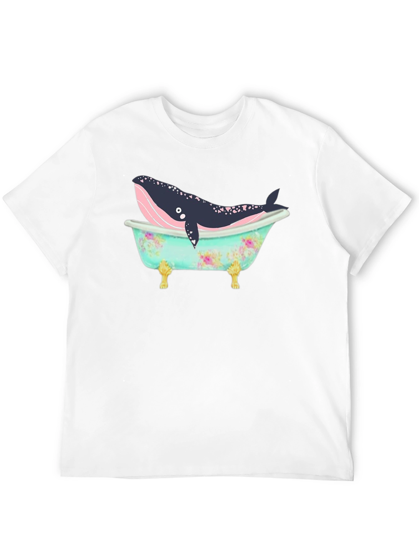 Whale in Tub Graphic Tee - Black Cotton T-Shirt