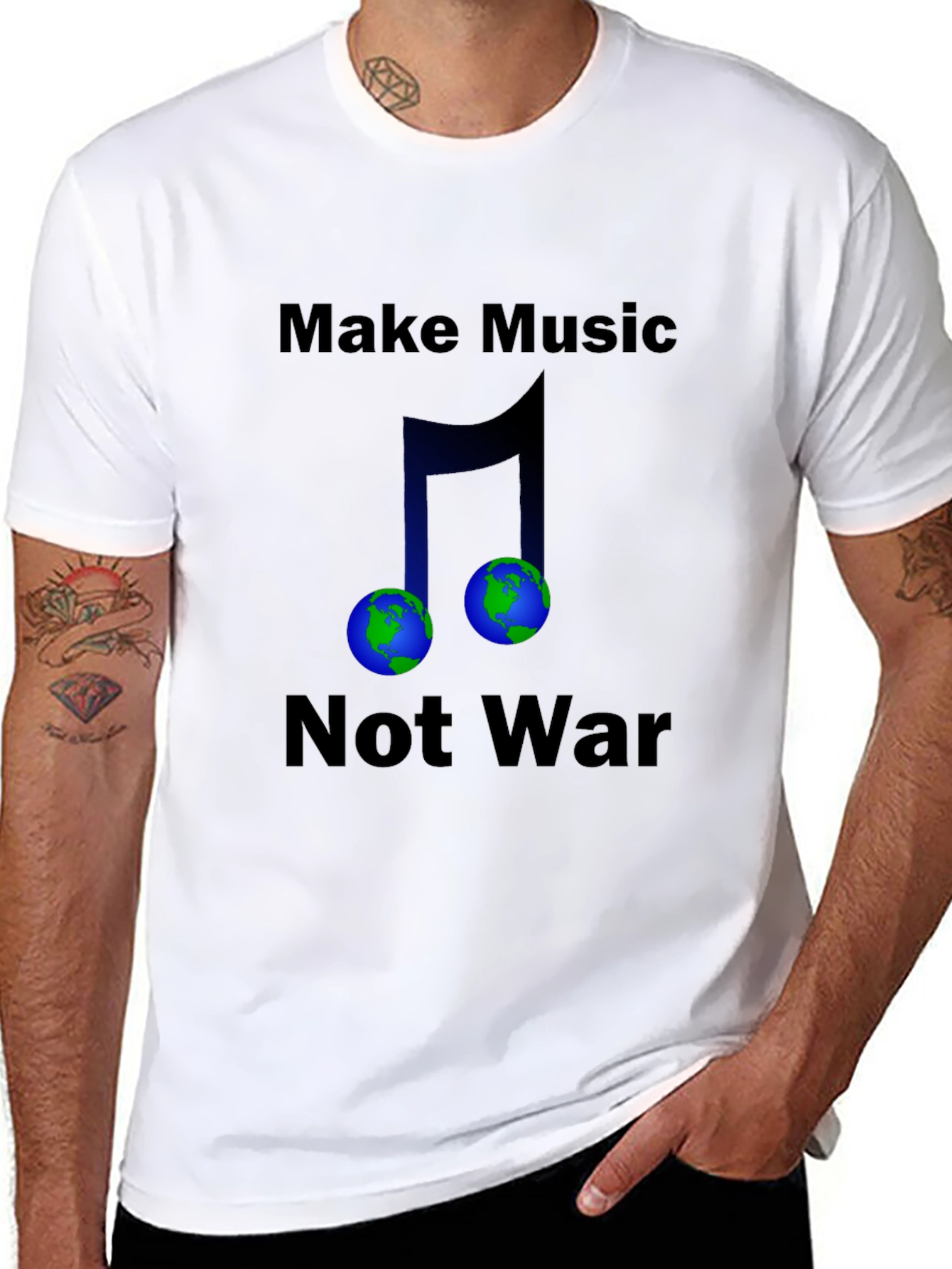 Make Music Not War Earth T-Shirt