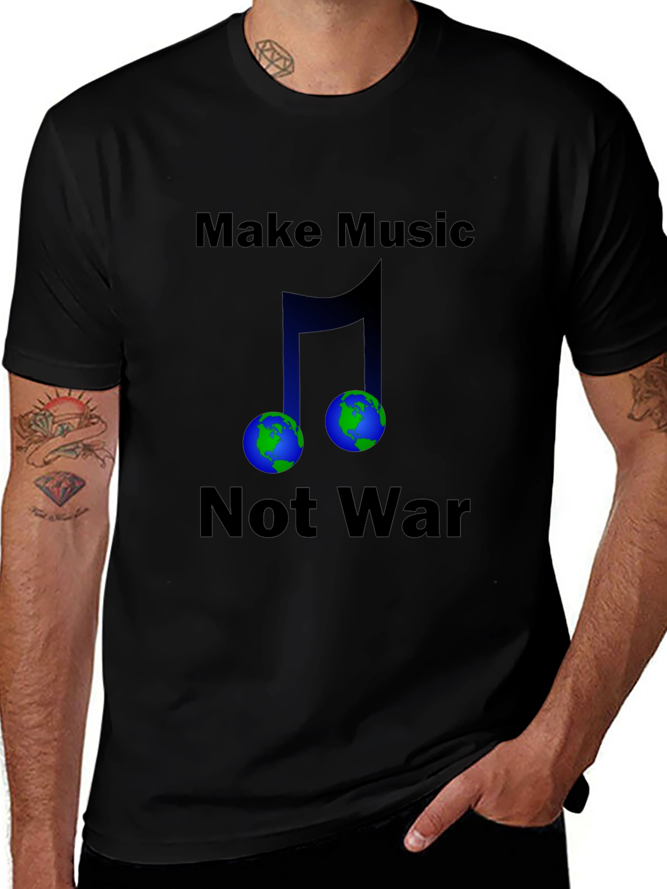 Make Music Not War Earth T-Shirt