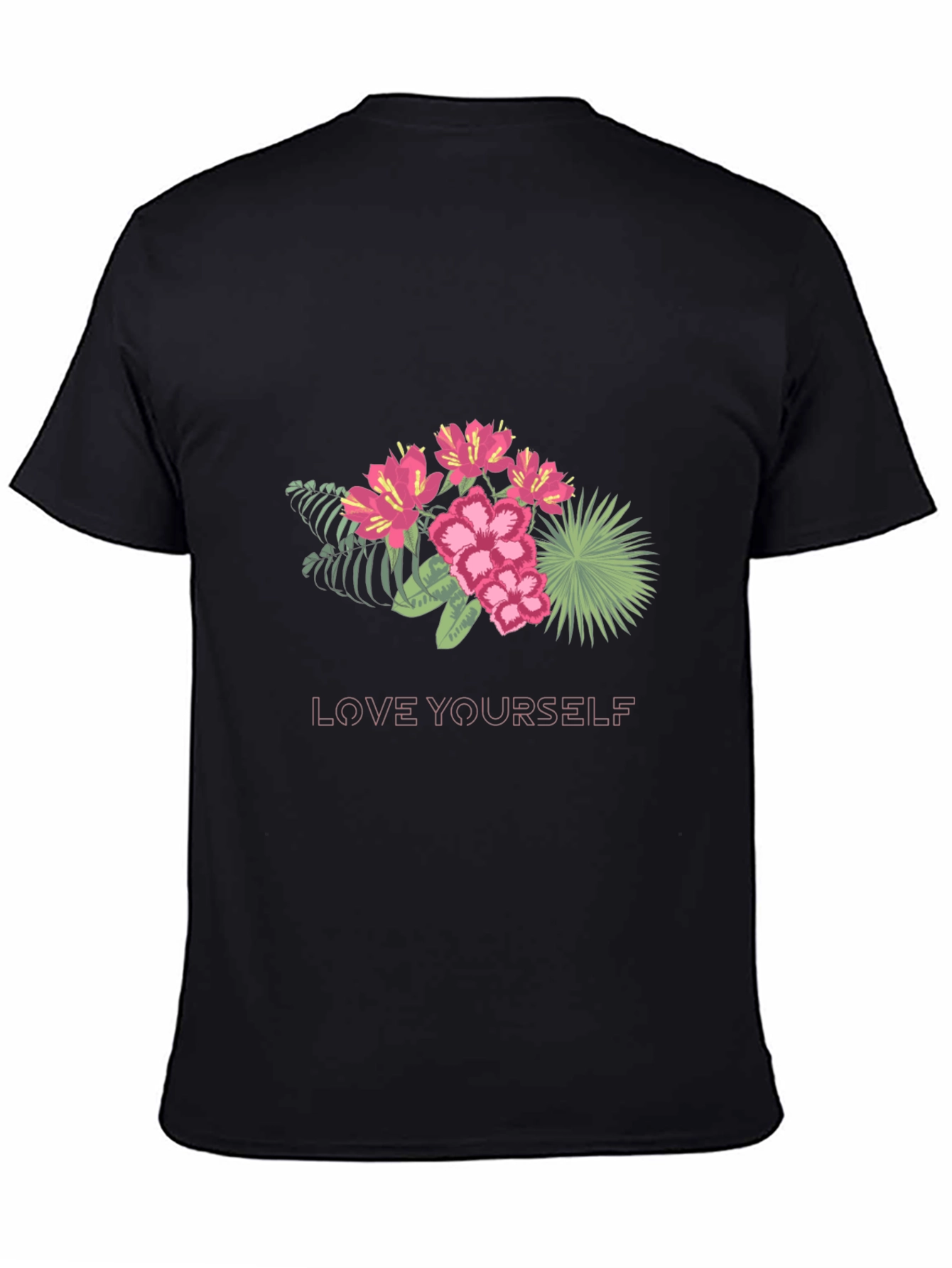 Floral Love Yourself Black T-Shirt