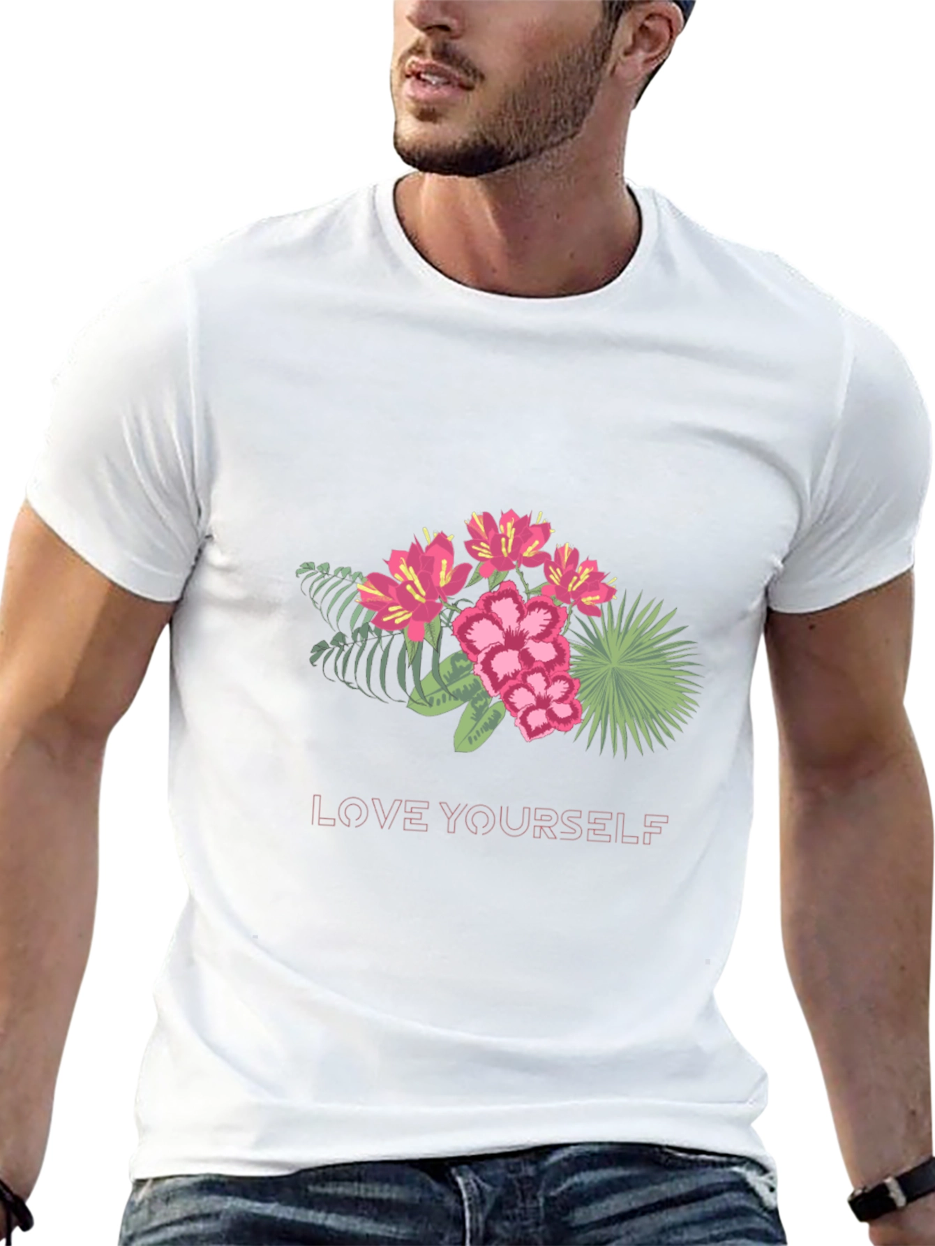 Floral Love Yourself Black T-Shirt