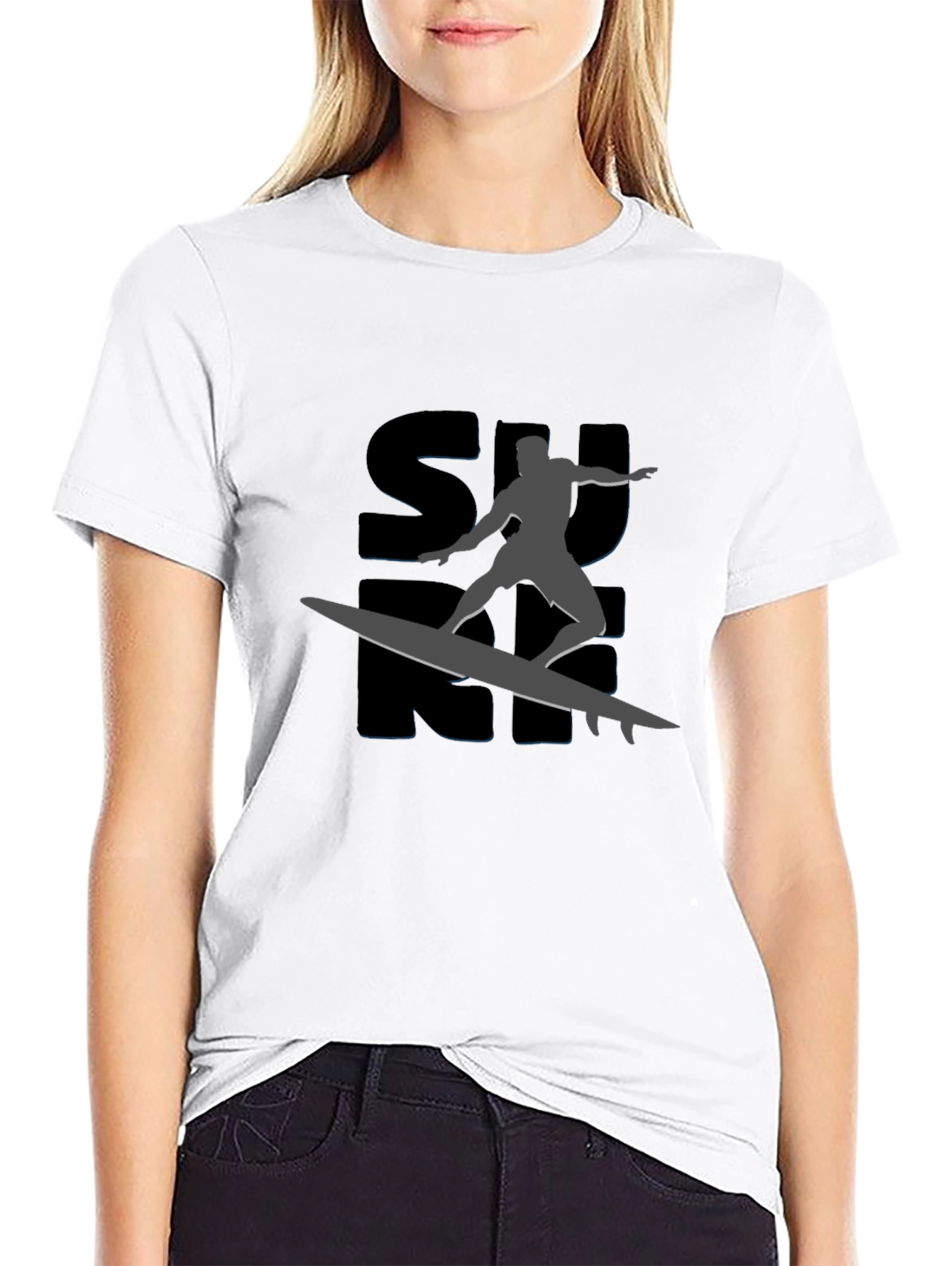 Surfing Silhouette Graphic Tee - Ride the Wave!