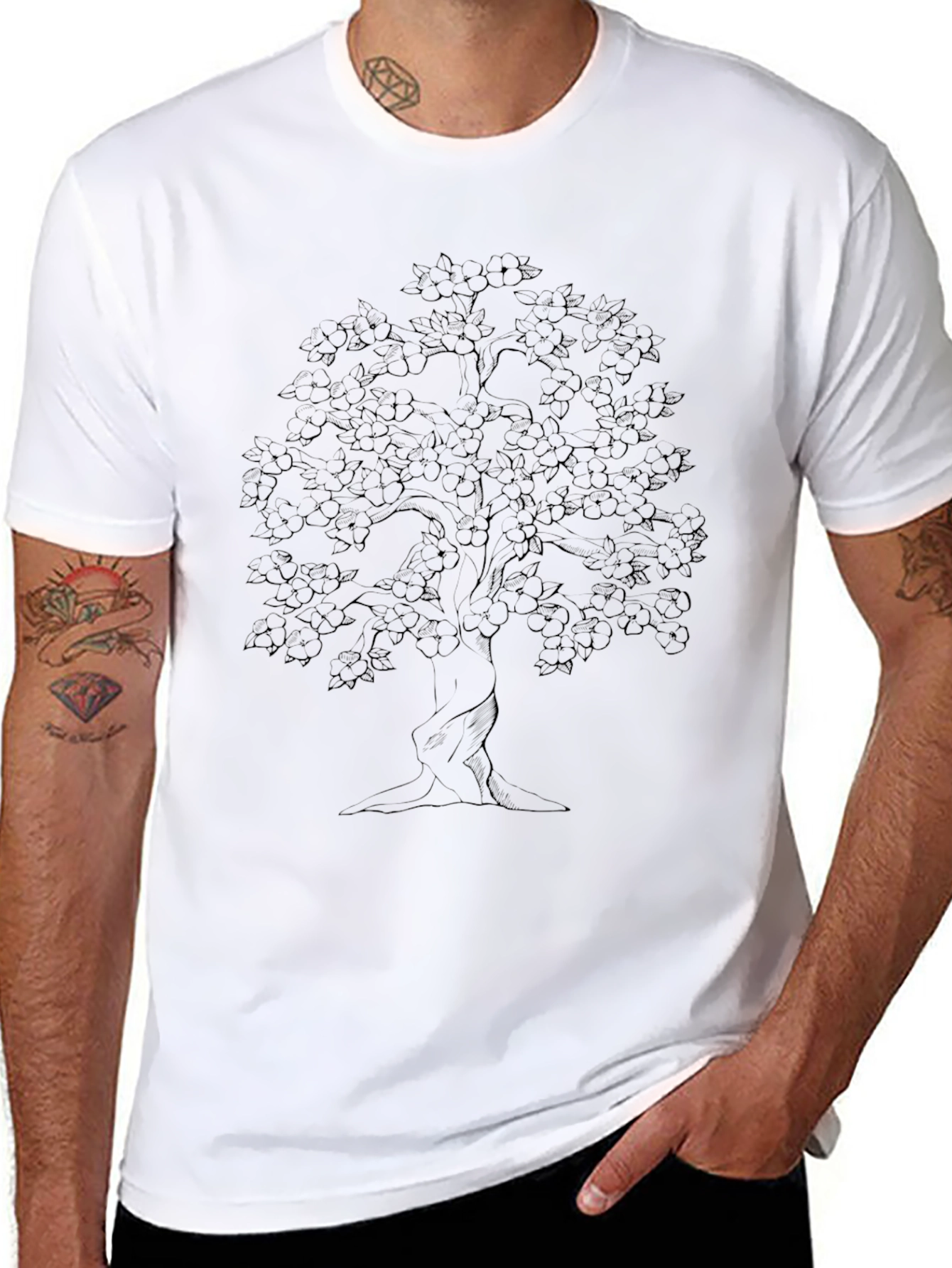 Nature Tree Graphic Tee - Black Cotton Blend