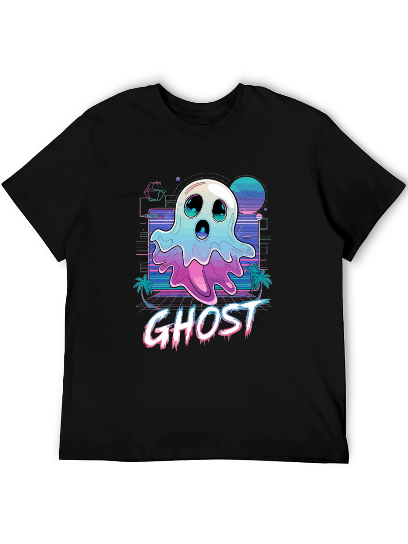 Retro Wave Ghost T-Shirt - Spooky Aesthetic Tee