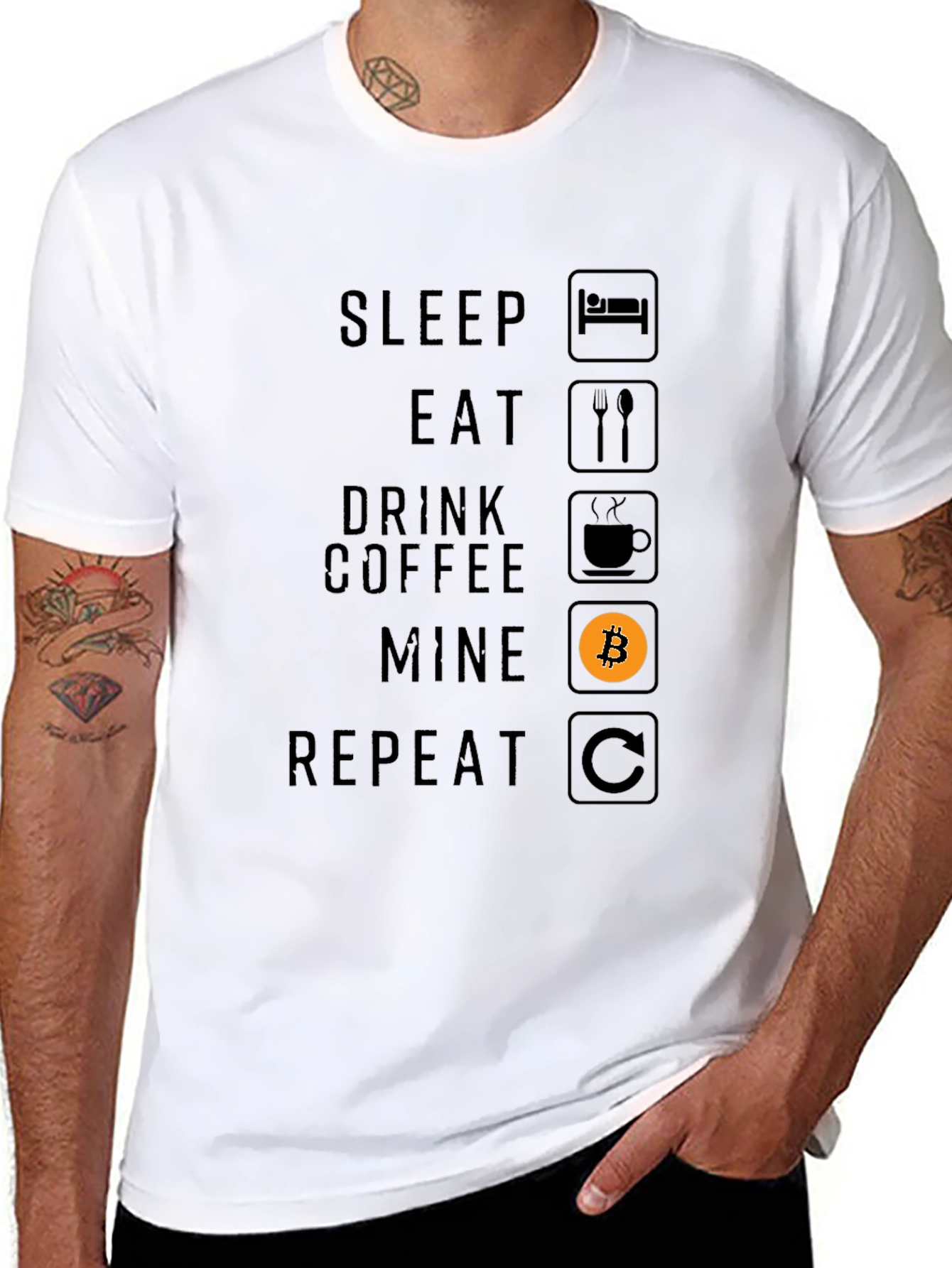 Bitcoin Mining T-Shirt - Sleep Eat Mine Repeat