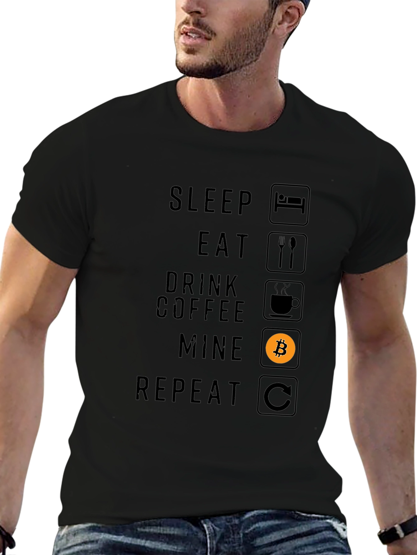 Bitcoin Mining T-Shirt - Sleep Eat Mine Repeat