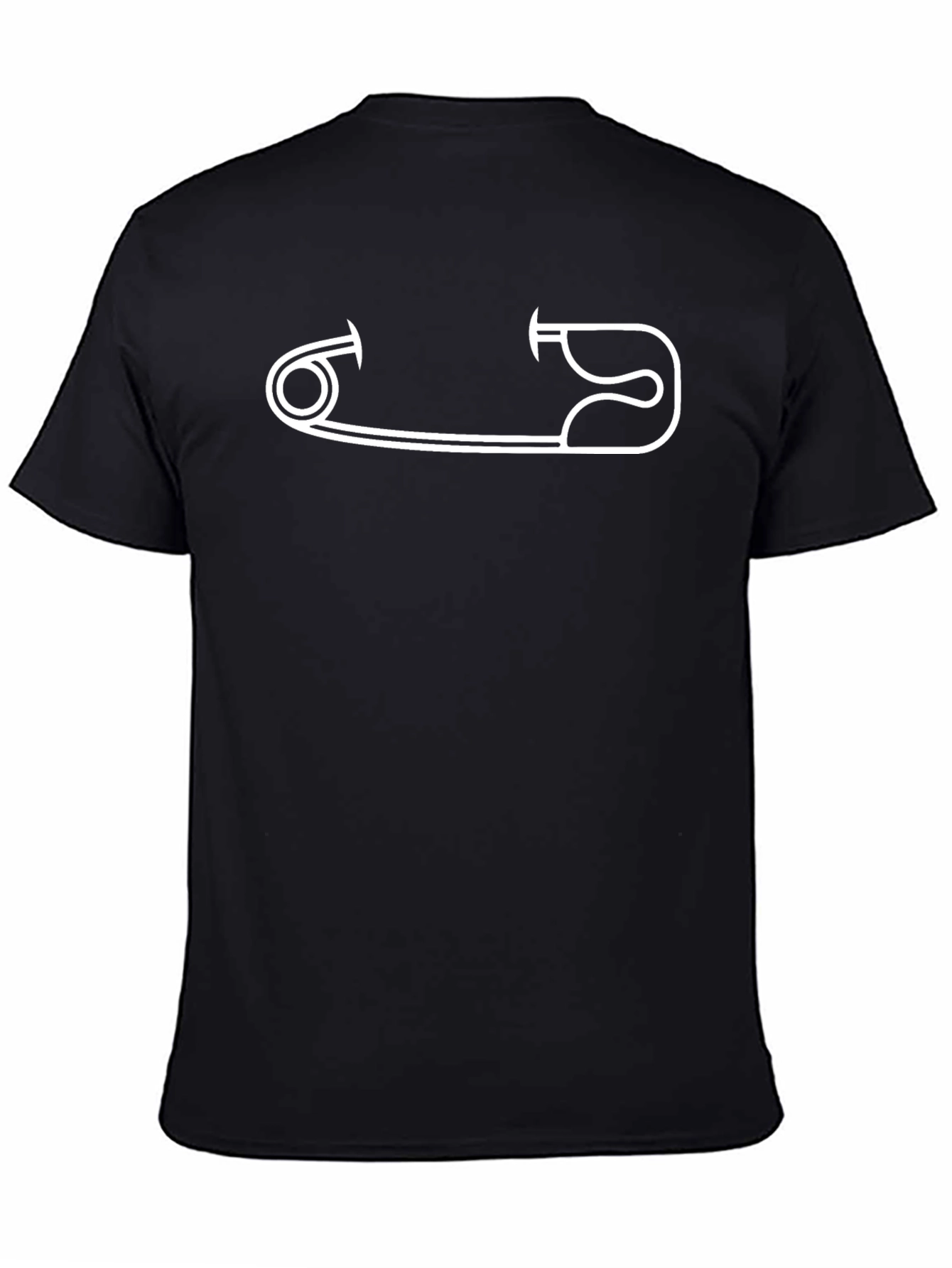 Safety Pin Graphic Tee - Modern Black Cotton Shirt