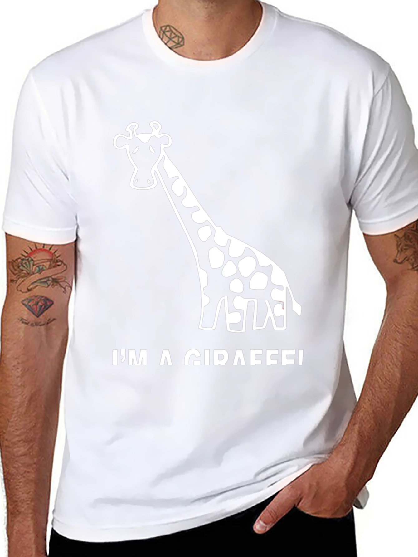 Im a Giraffe! Novelty Graphic Black T-Shirt