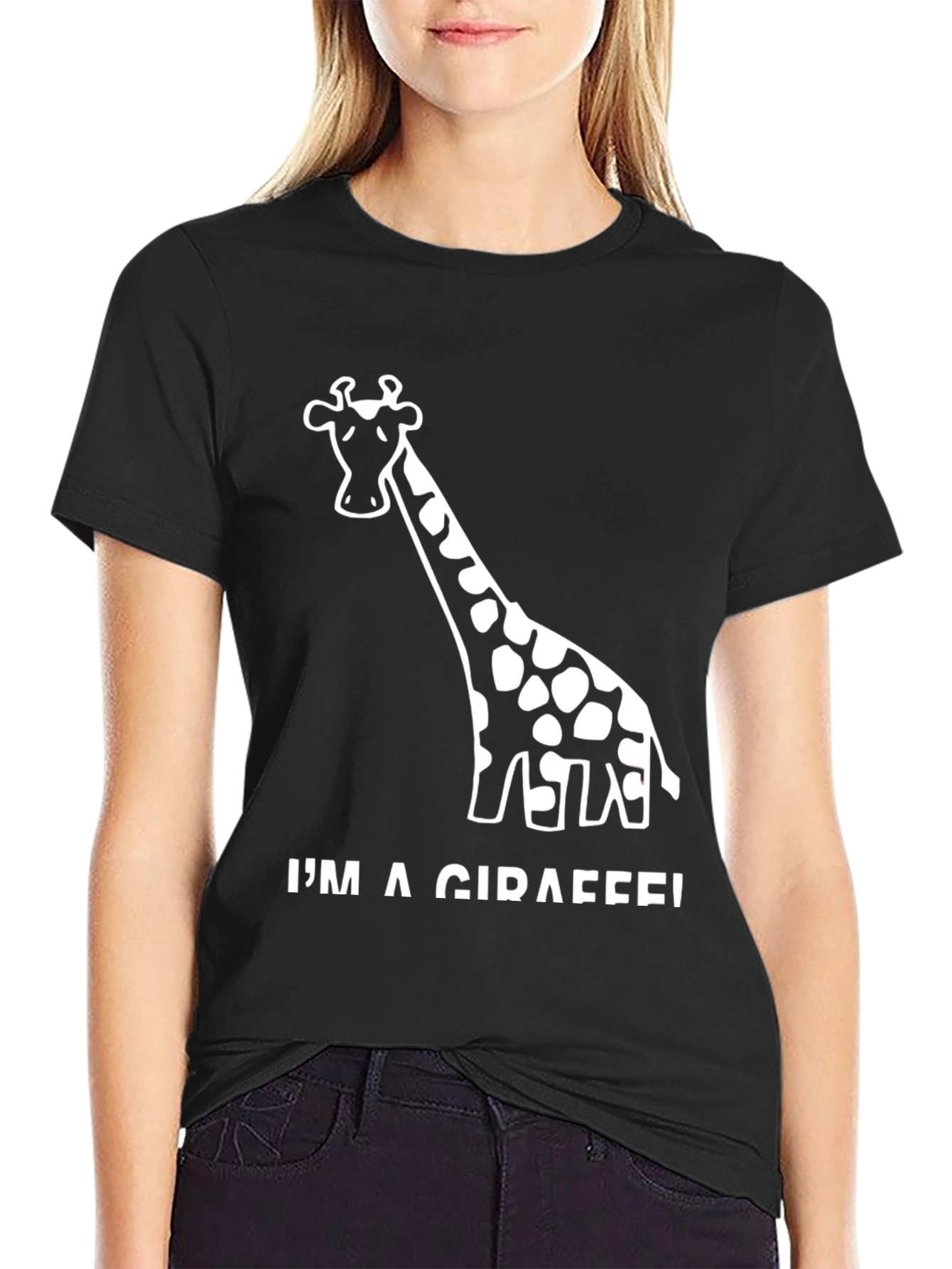 Im a Giraffe! Novelty Graphic Black T-Shirt