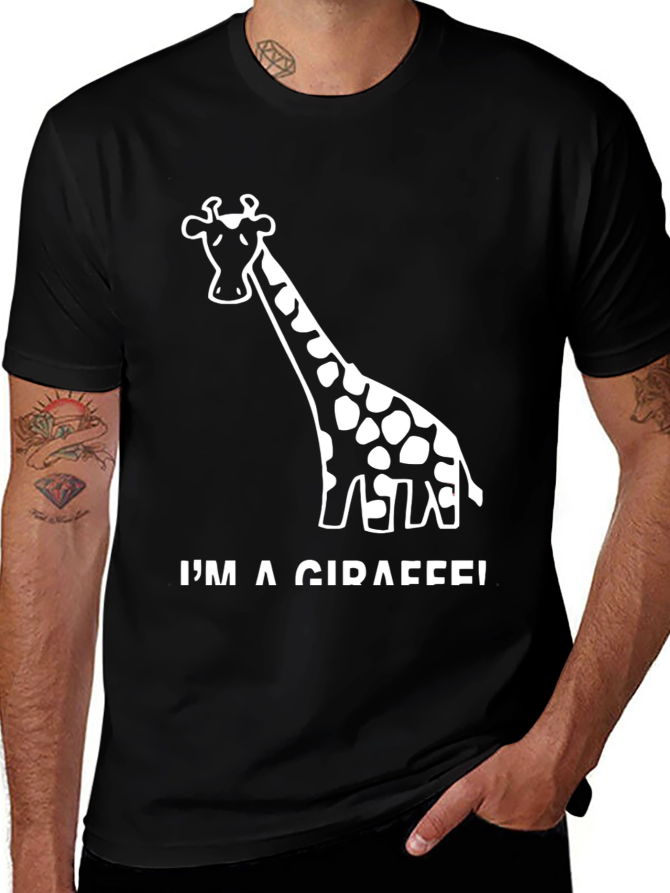 Im a Giraffe! Novelty Graphic Black T-Shirt