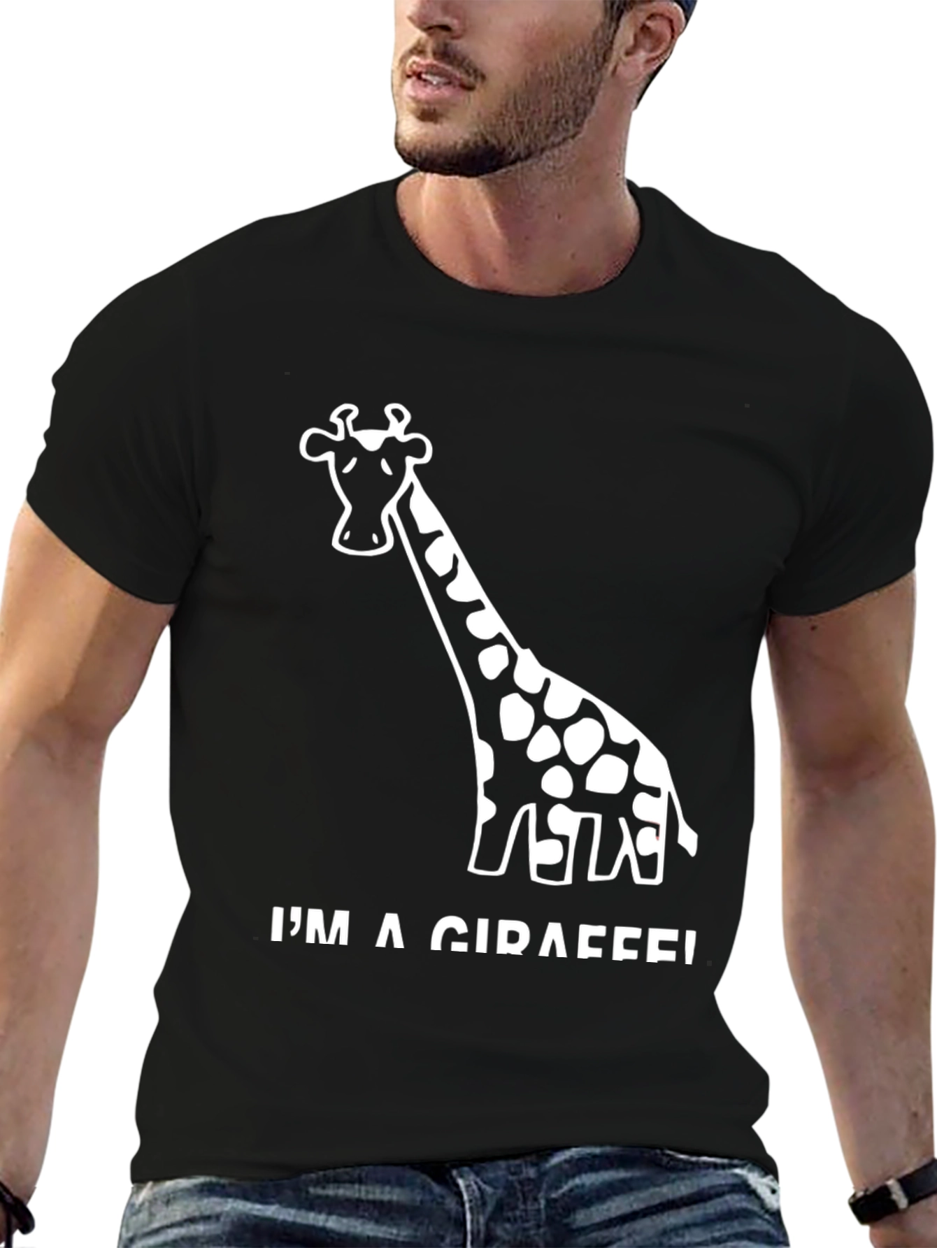 Im a Giraffe! Novelty Graphic Black T-Shirt