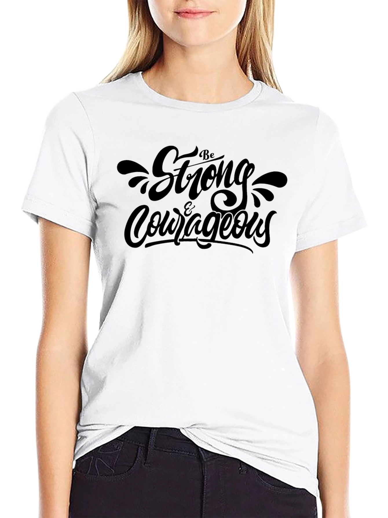 Be Strong & Courageous Black Tee