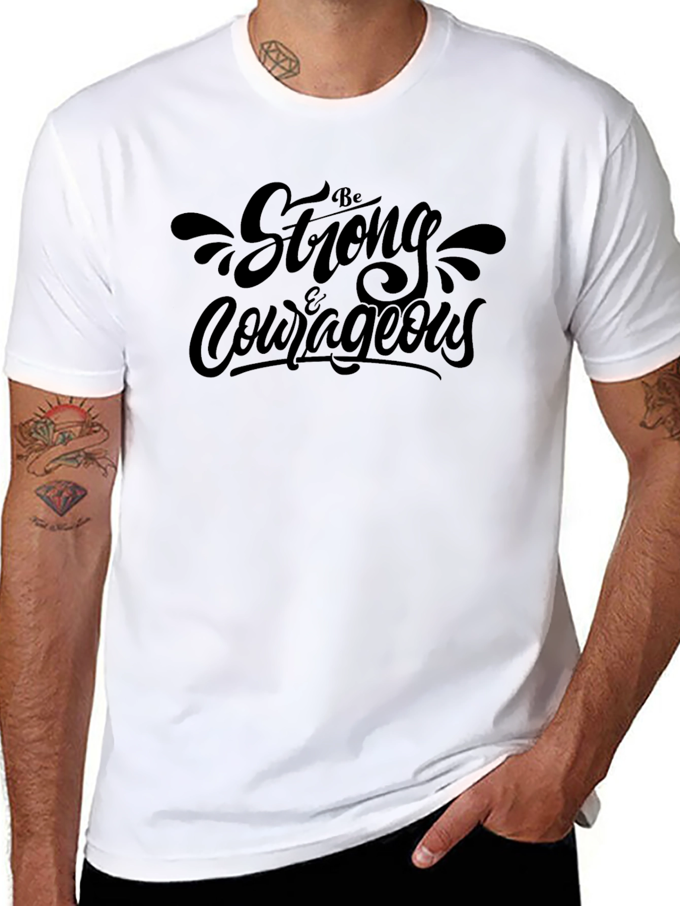 Be Strong & Courageous Black Tee