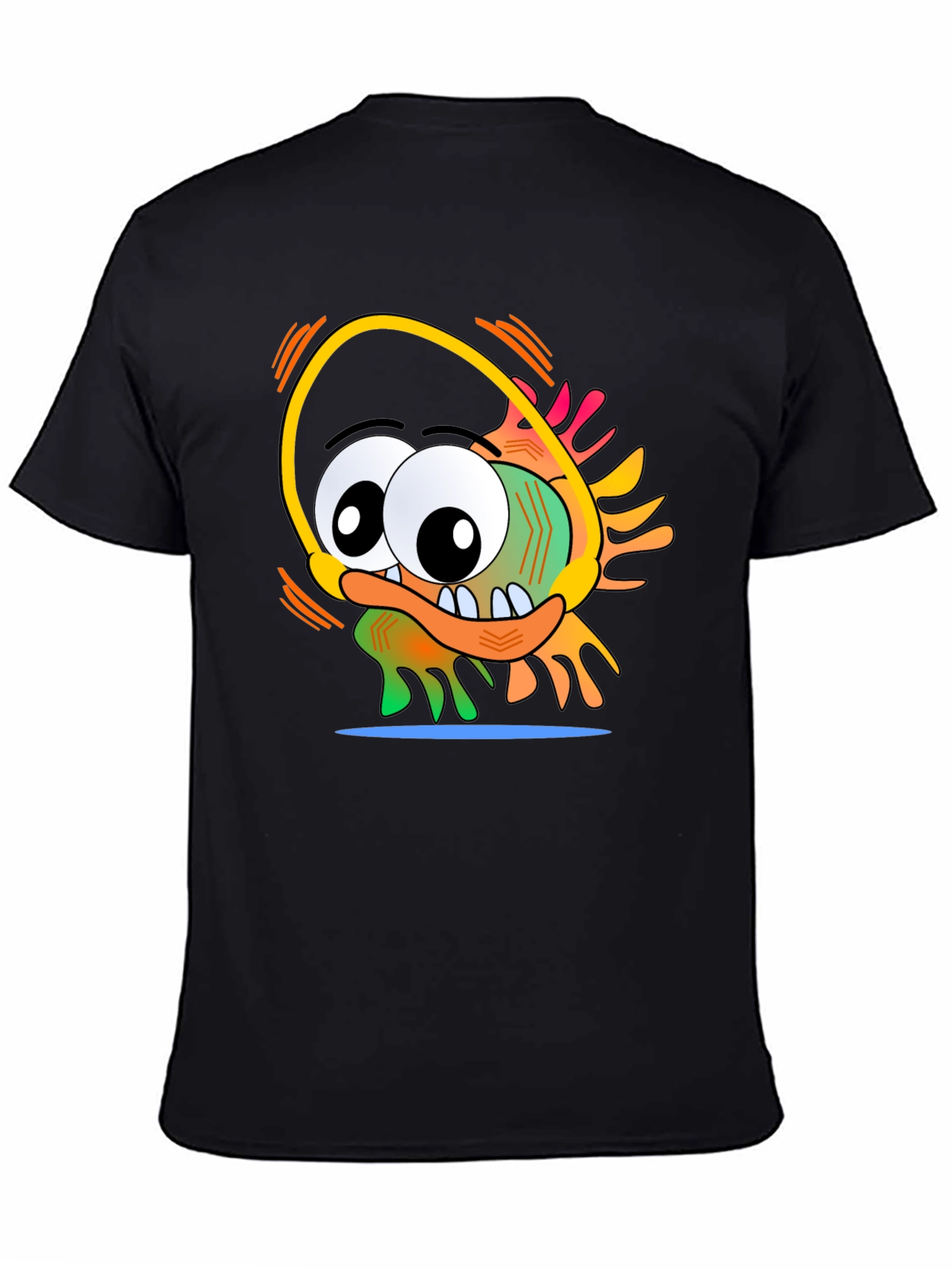 Fun Cartoon Character Graphic Black T-Shirt