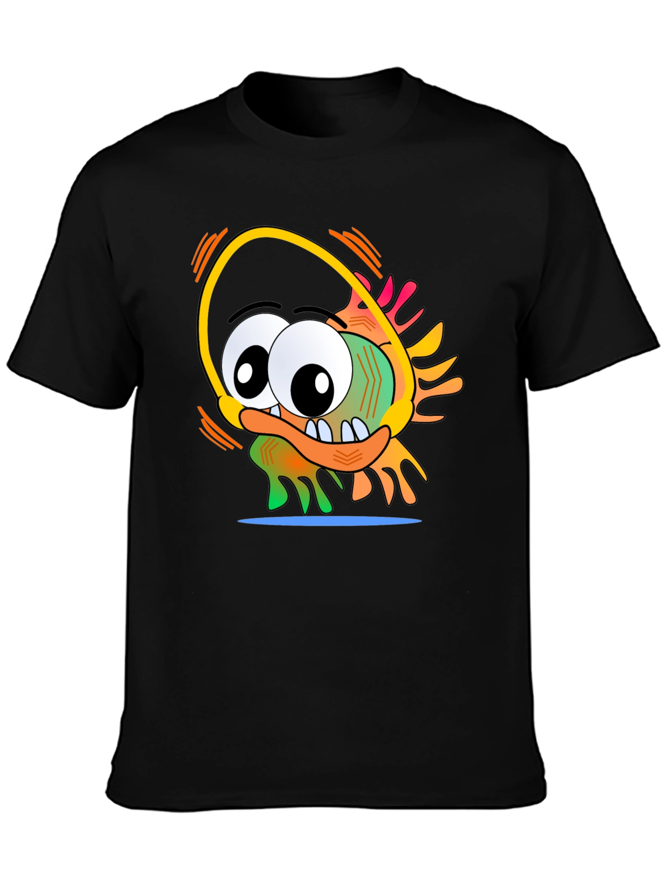 Fun Cartoon Character Graphic Black T-Shirt