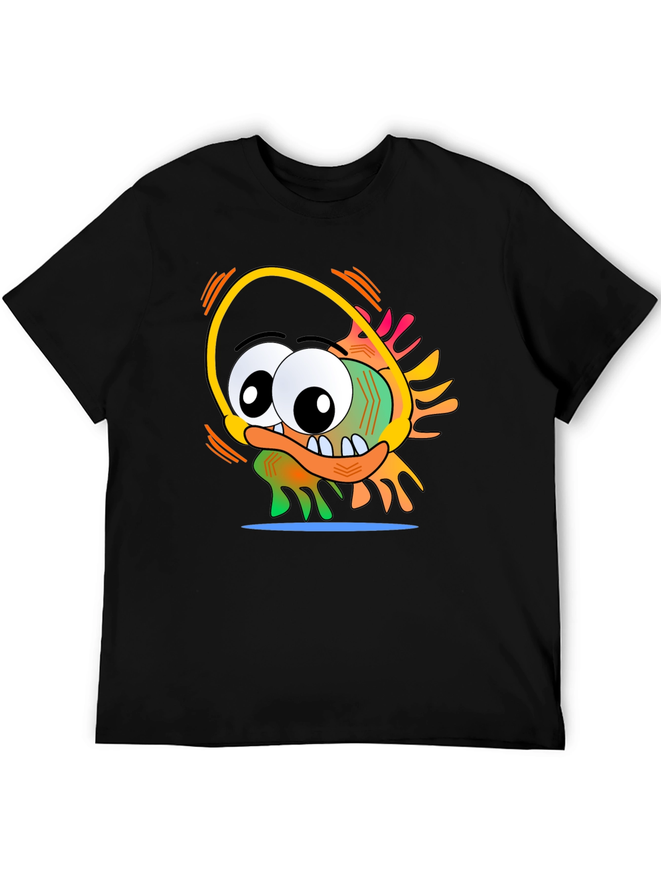 Fun Cartoon Character Graphic Black T-Shirt