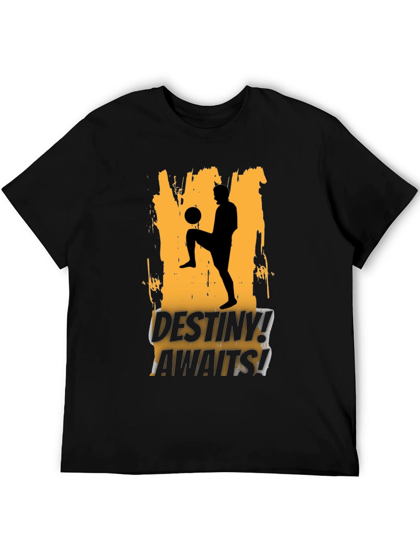 Destiny Awaits Soccer Graphic Black T-Shirt