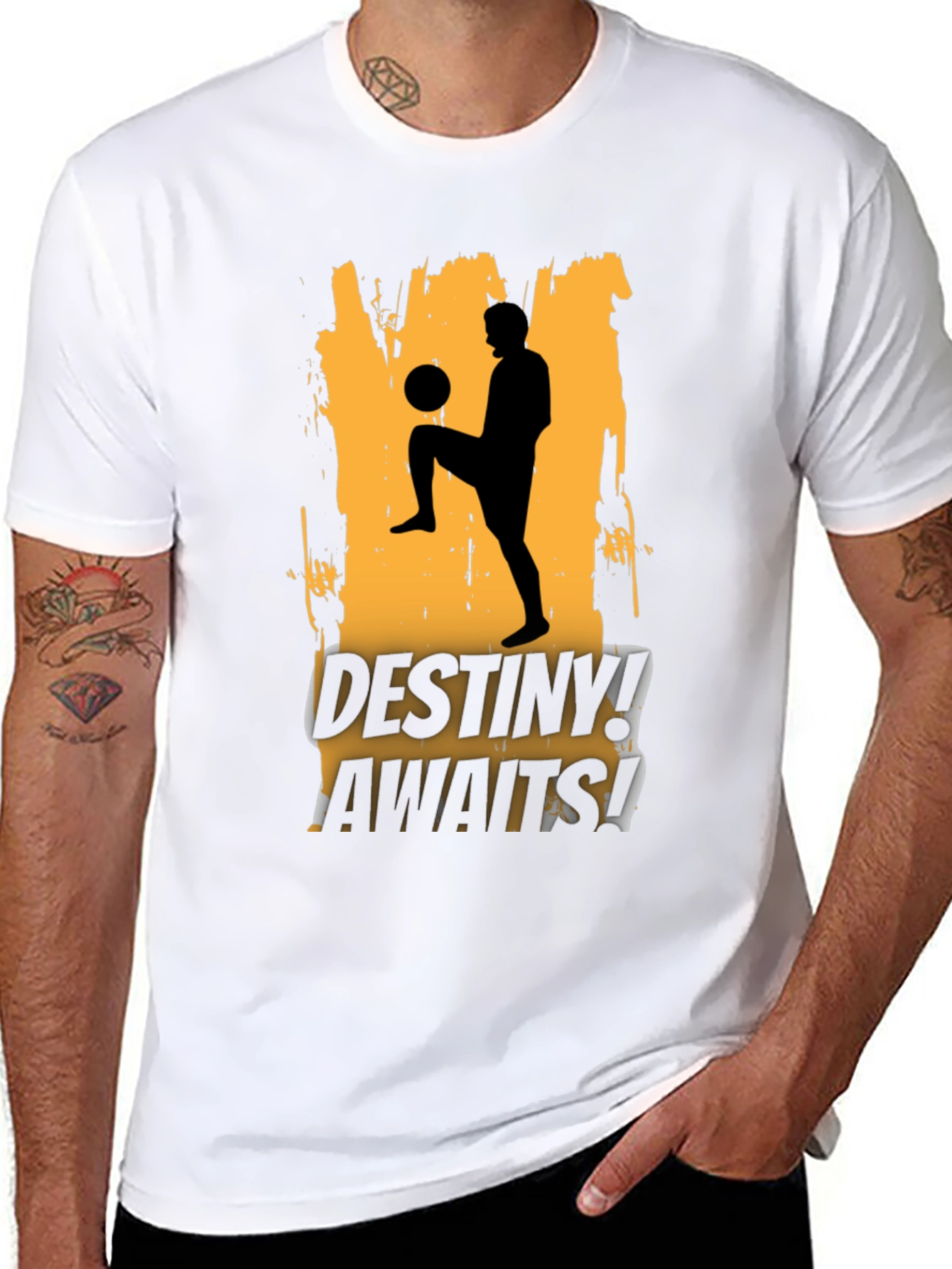 Destiny Awaits Soccer Graphic Black T-Shirt
