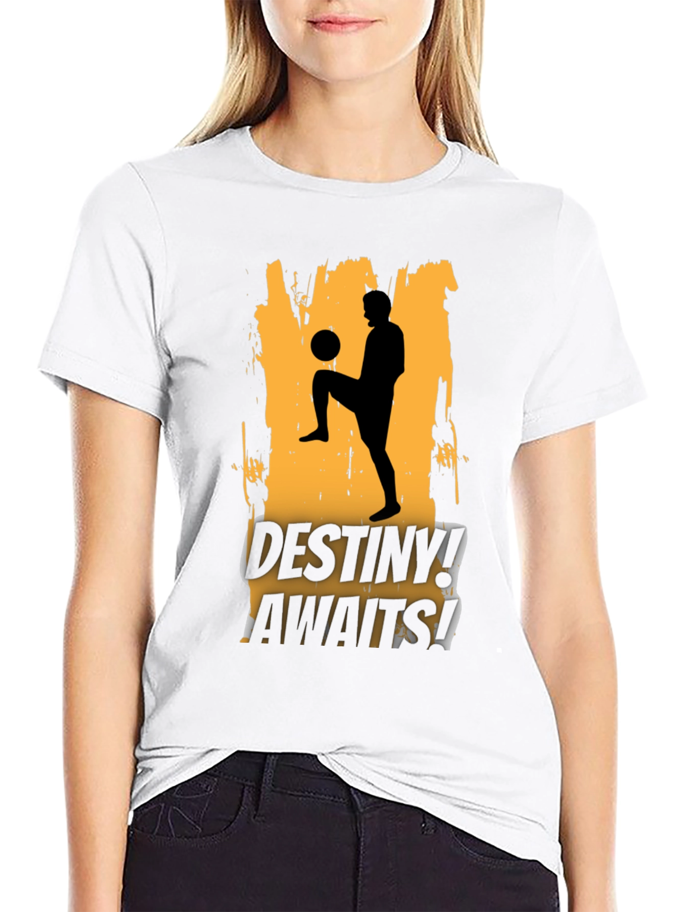 Destiny Awaits Soccer Graphic Black T-Shirt