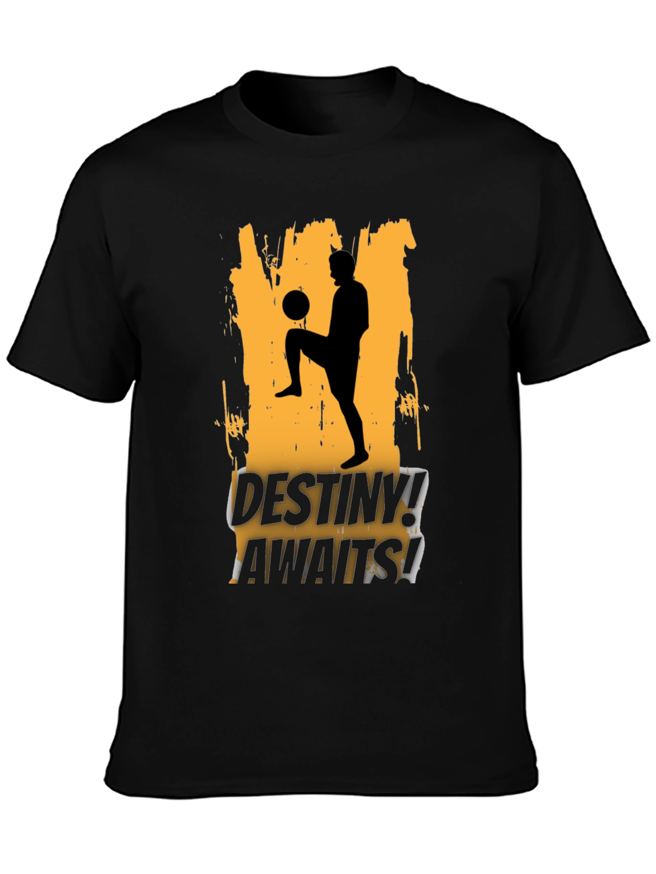 Destiny Awaits Soccer Graphic Black T-Shirt