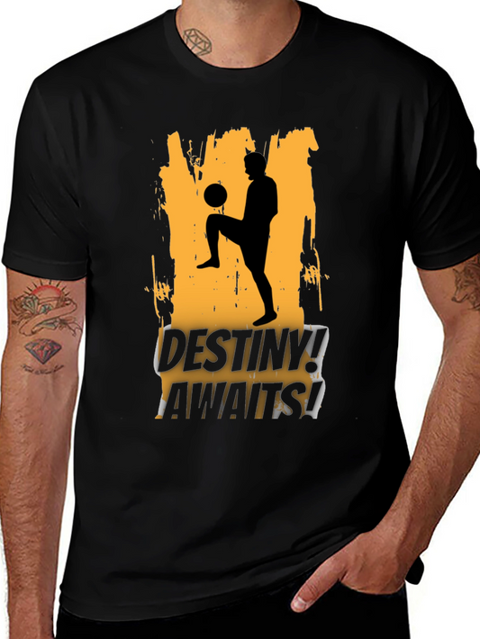 Destiny Awaits Soccer Graphic Black T-Shirt