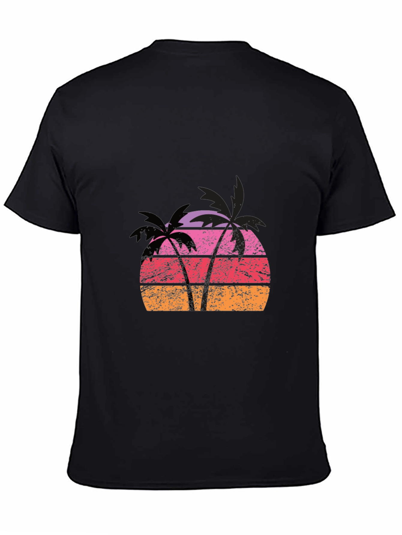 Retro Palm Tree Sunset Graphic Tee - Black
