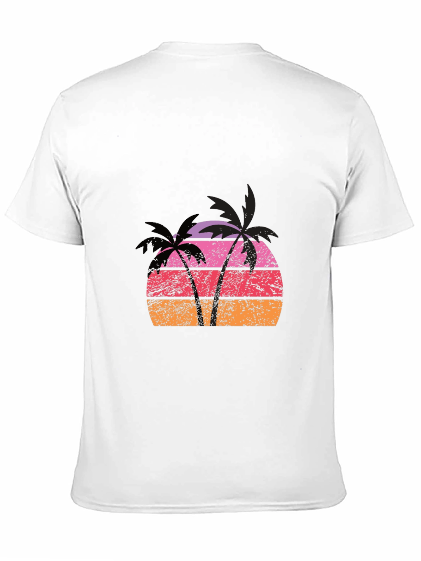 Retro Palm Tree Sunset Graphic Tee - Black