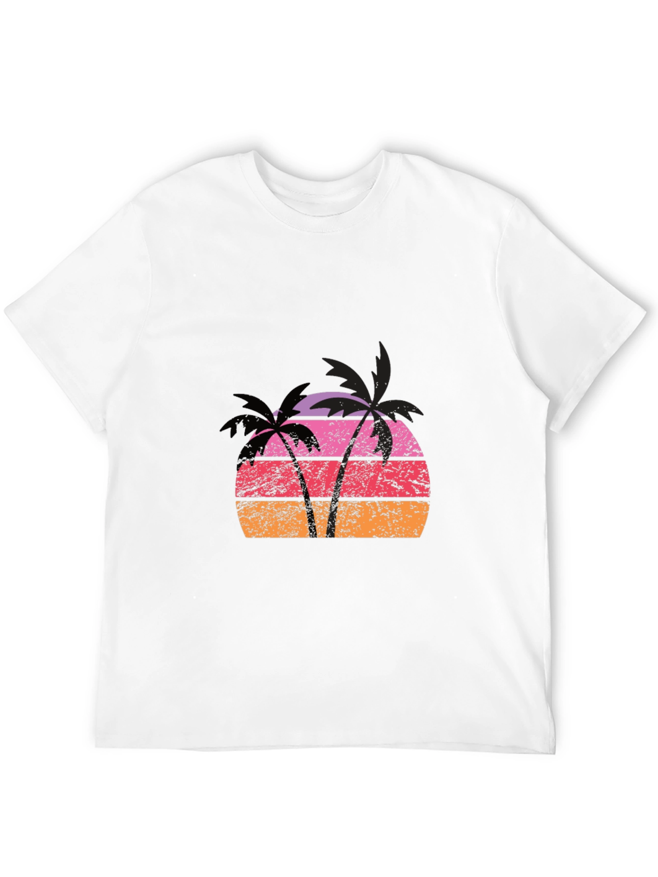 Retro Palm Tree Sunset Graphic Tee - Black