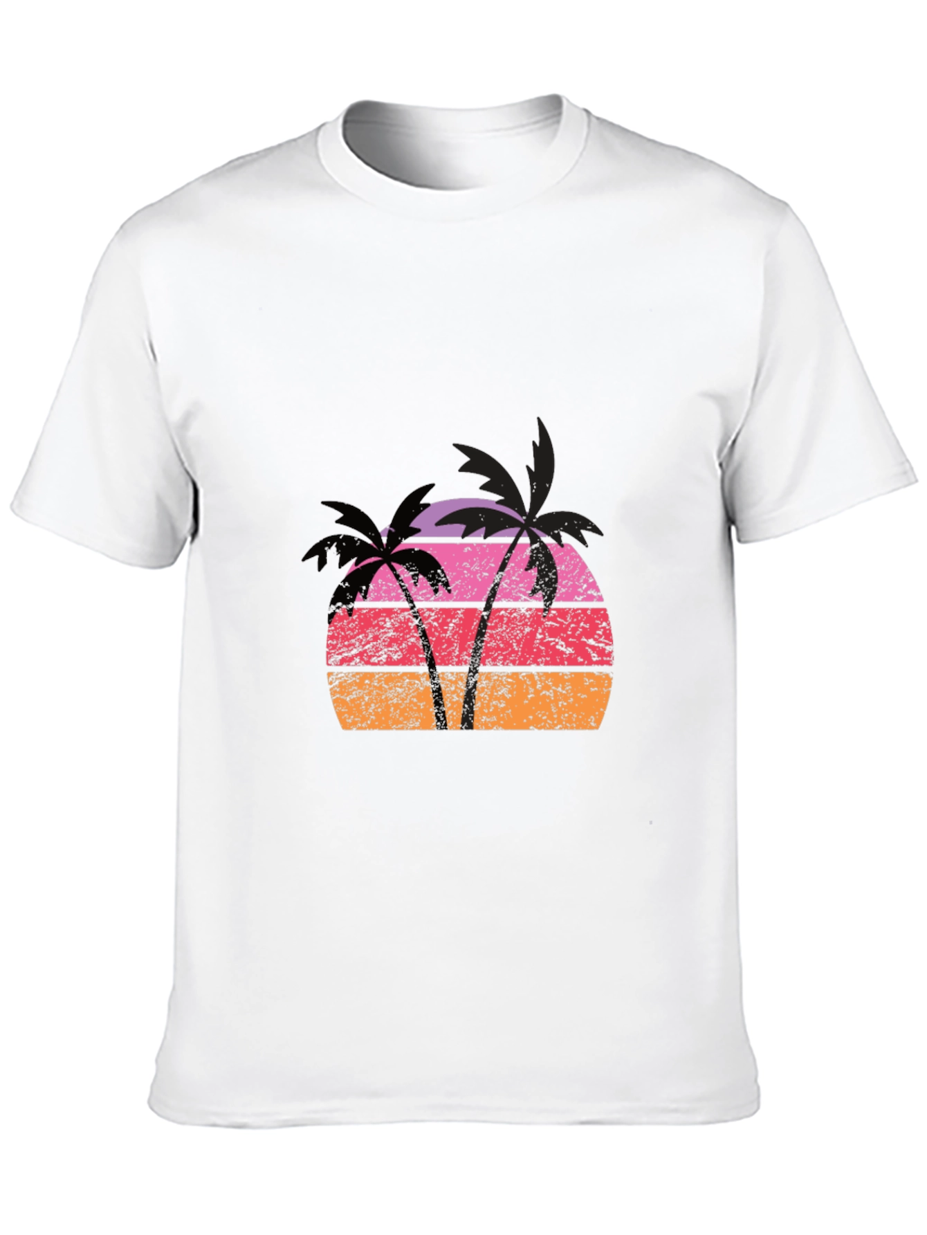 Retro Palm Tree Sunset Graphic Tee - Black