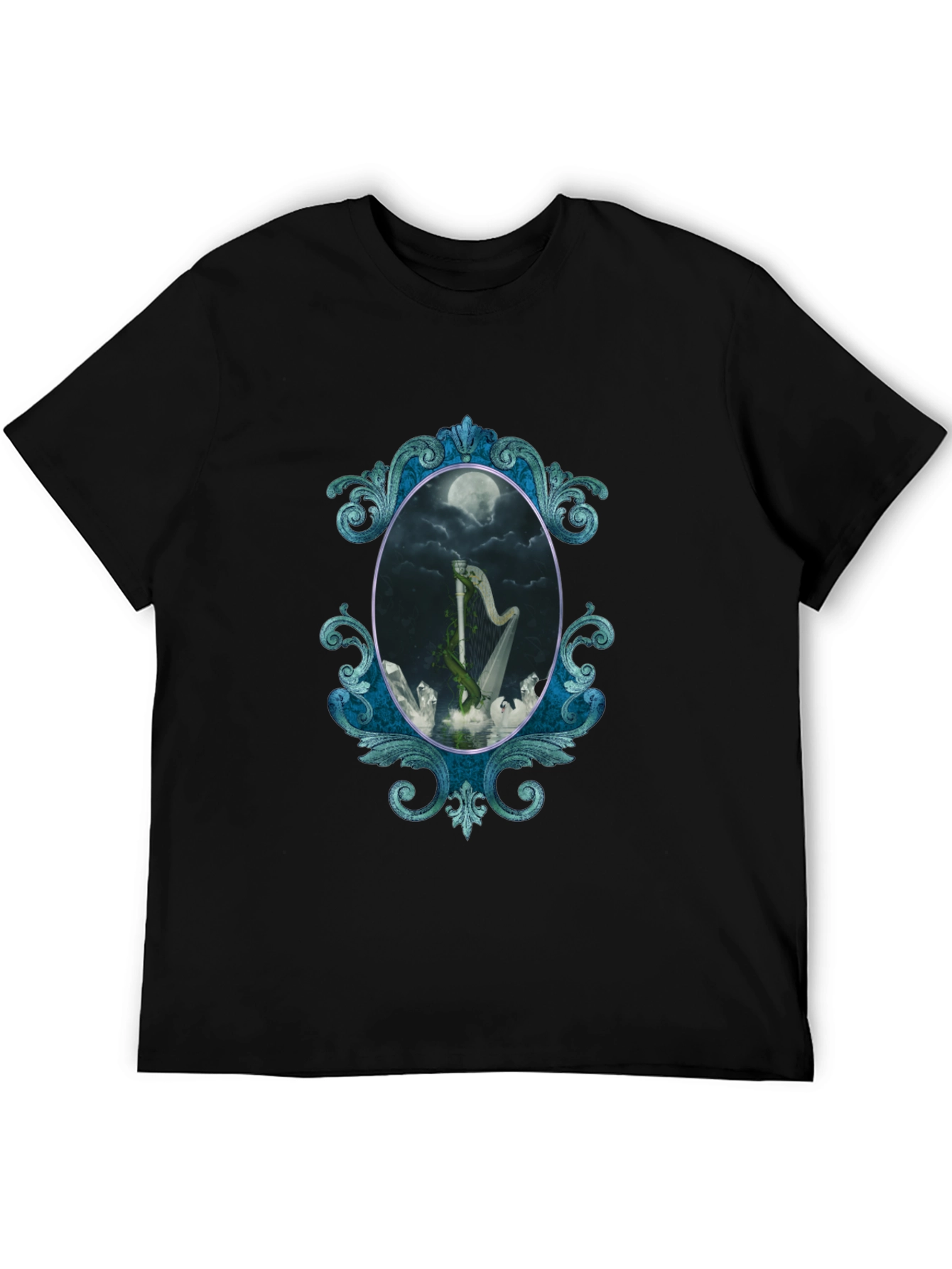 Mystic Harp T-Shirt - Gothic Moon Design