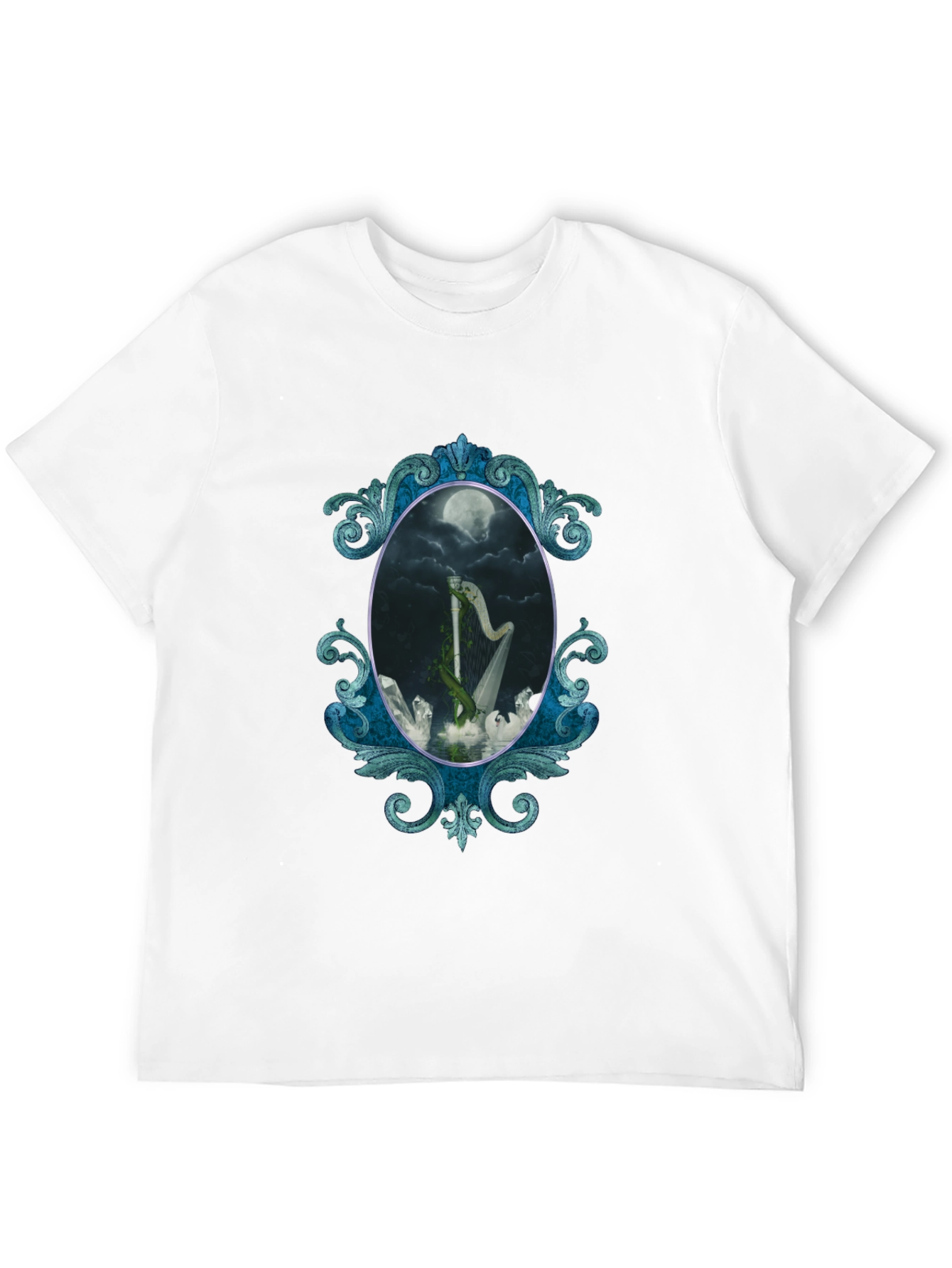 Mystic Harp T-Shirt - Gothic Moon Design