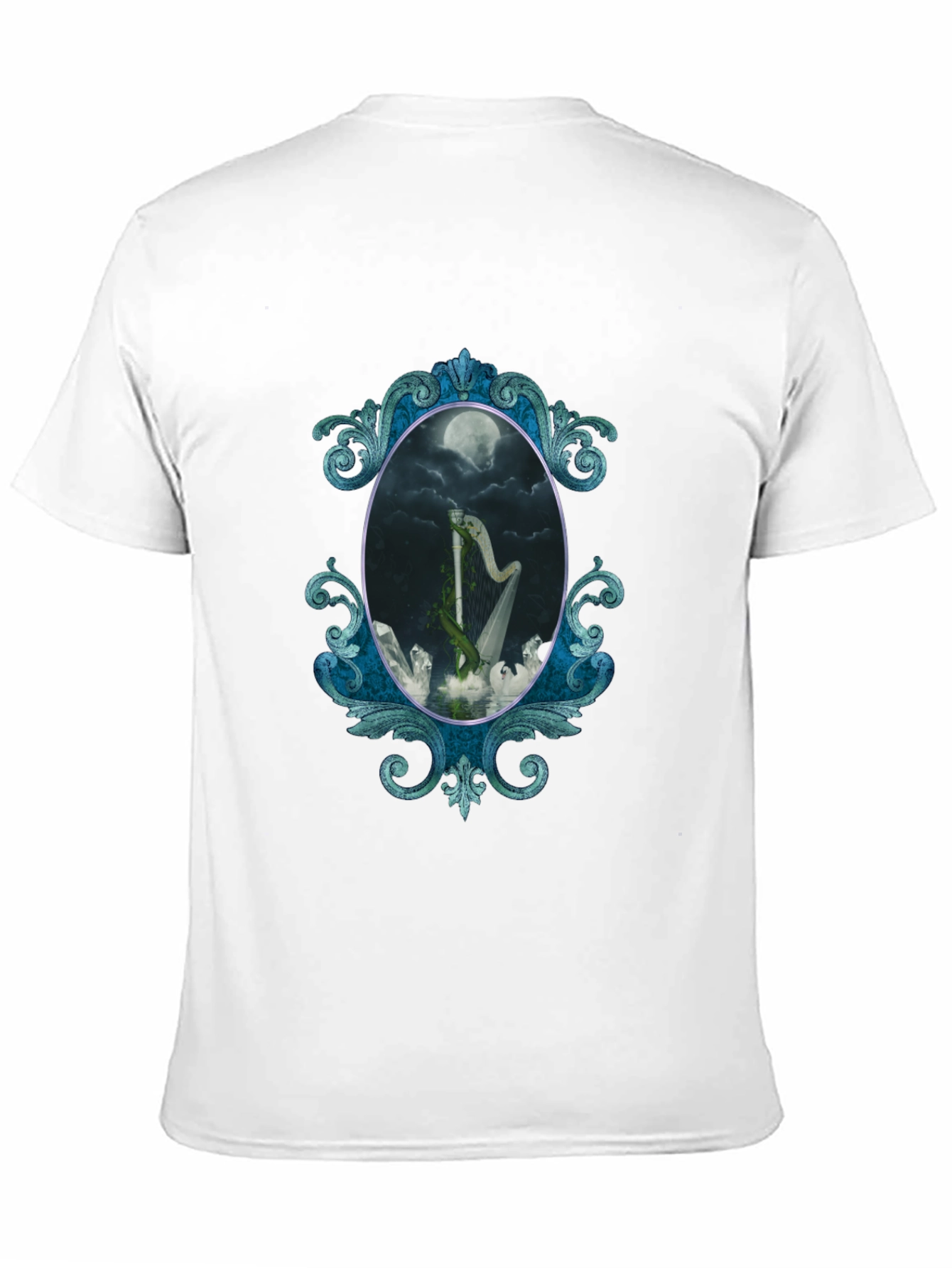 Mystic Harp T-Shirt - Gothic Moon Design