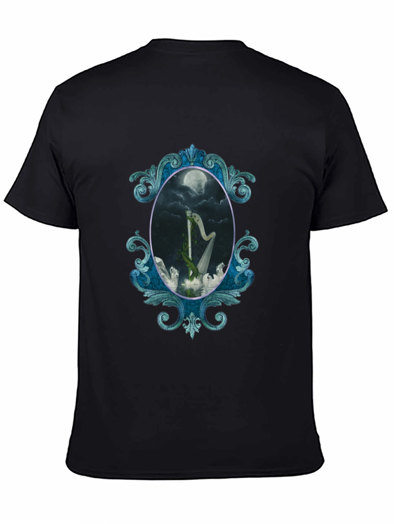 Mystic Harp T-Shirt - Gothic Moon Design