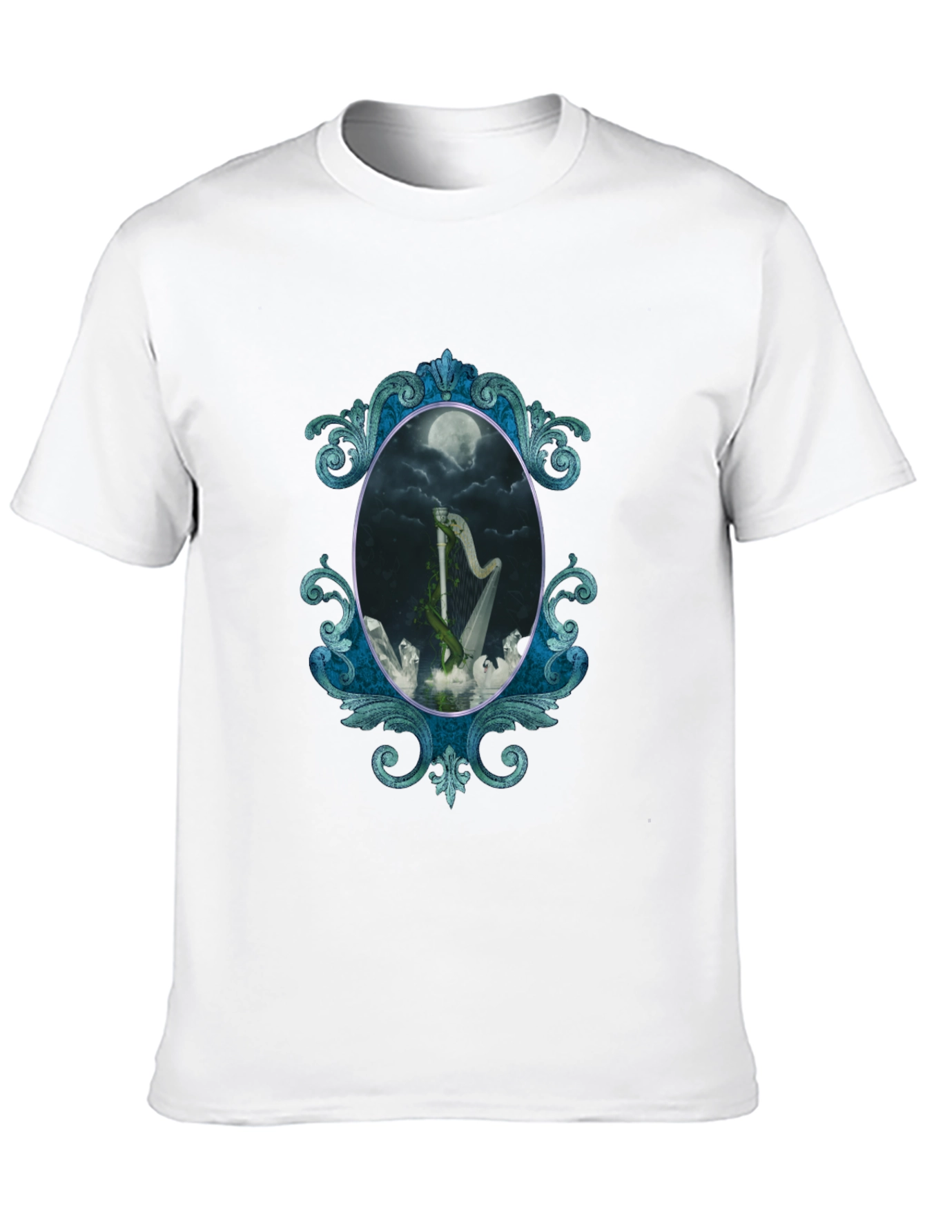 Mystic Harp T-Shirt - Gothic Moon Design