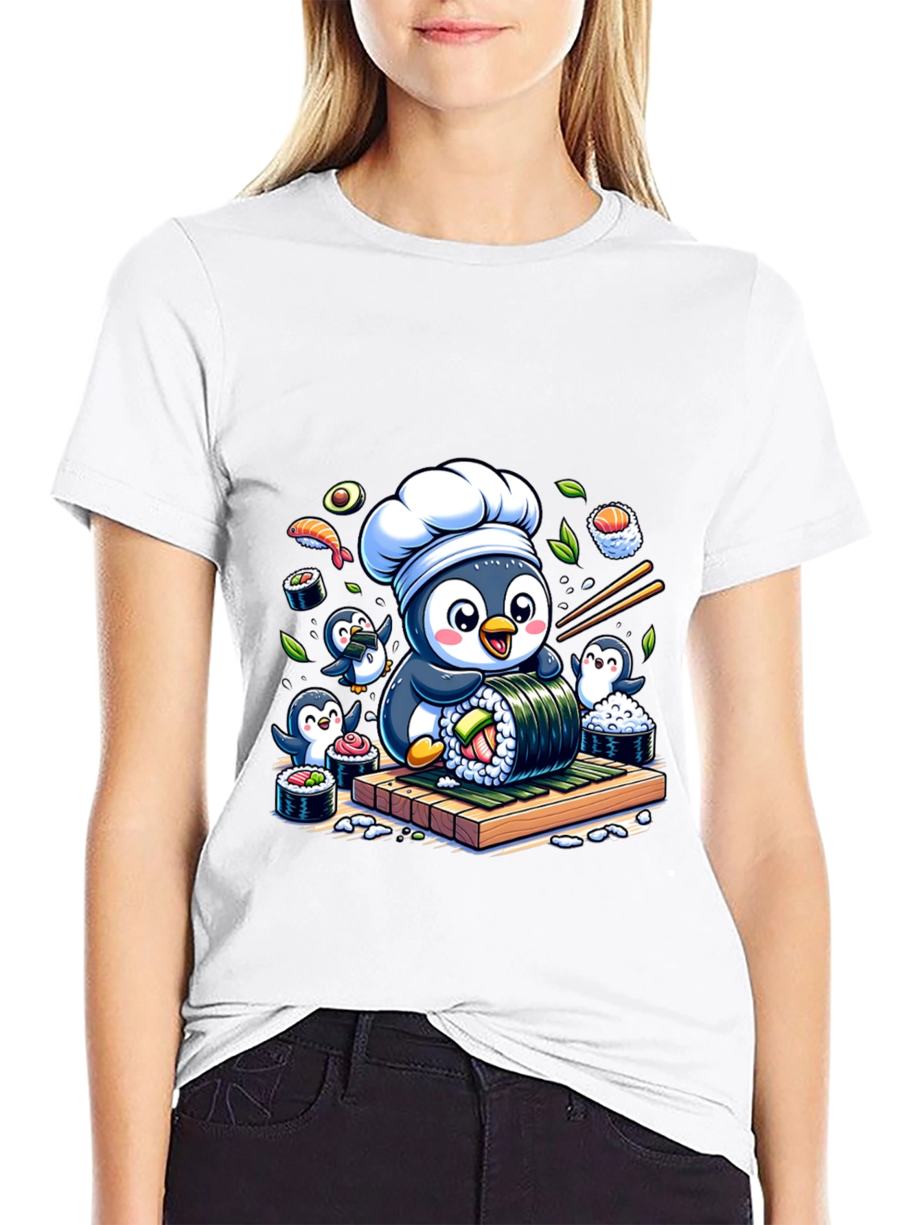 Sushi Chef Penguin T-Shirt - Cute Foodie Tee