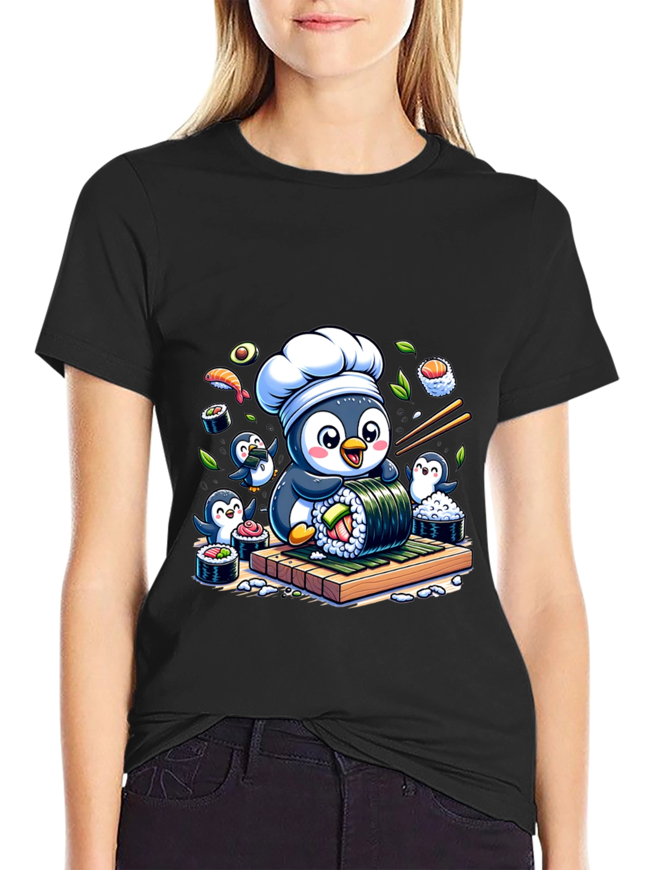 Sushi Chef Penguin T-Shirt - Cute Foodie Tee