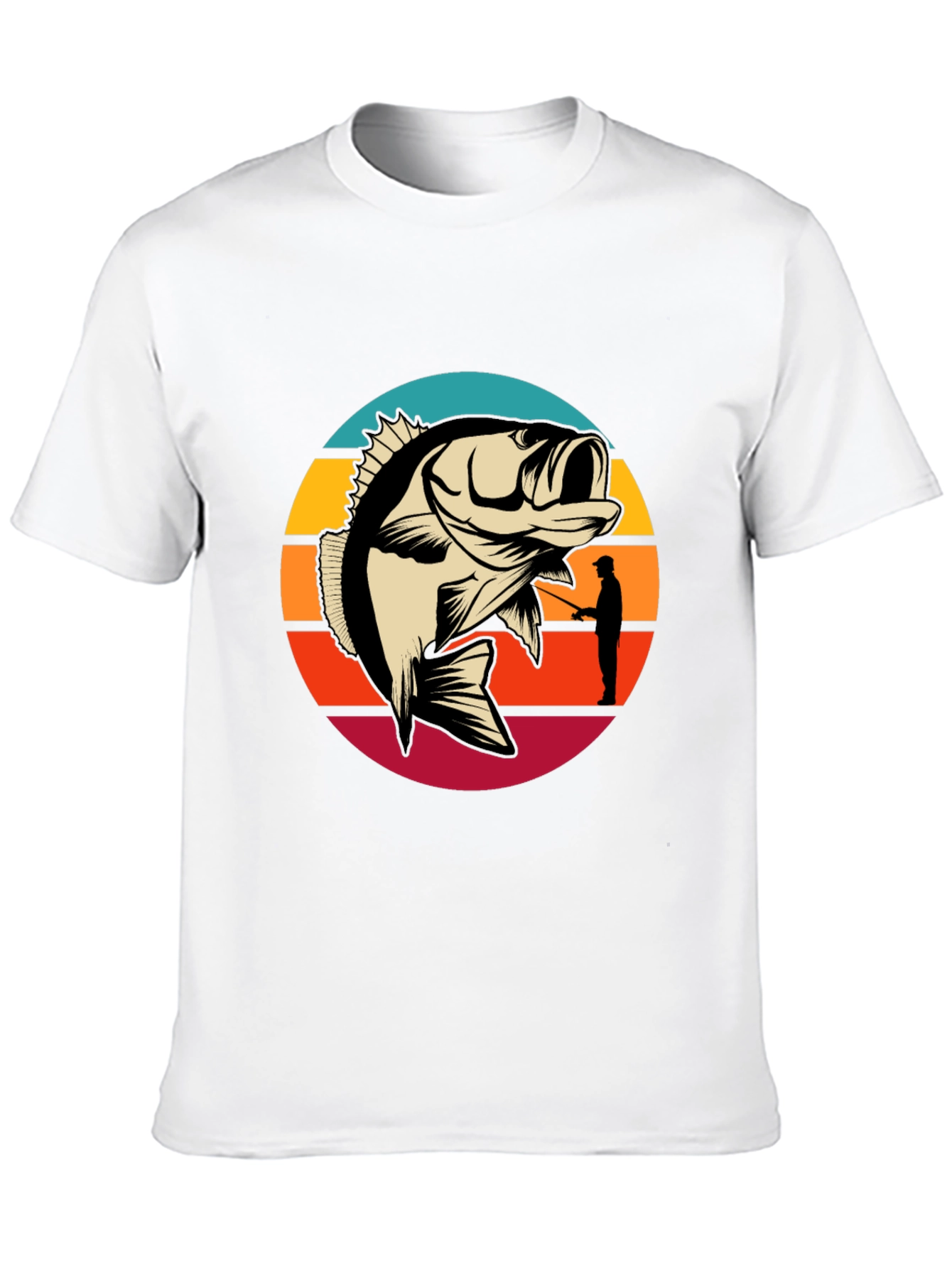 Fishing T-Shirt - Bass Silhouette Sunset Graphic Tee
