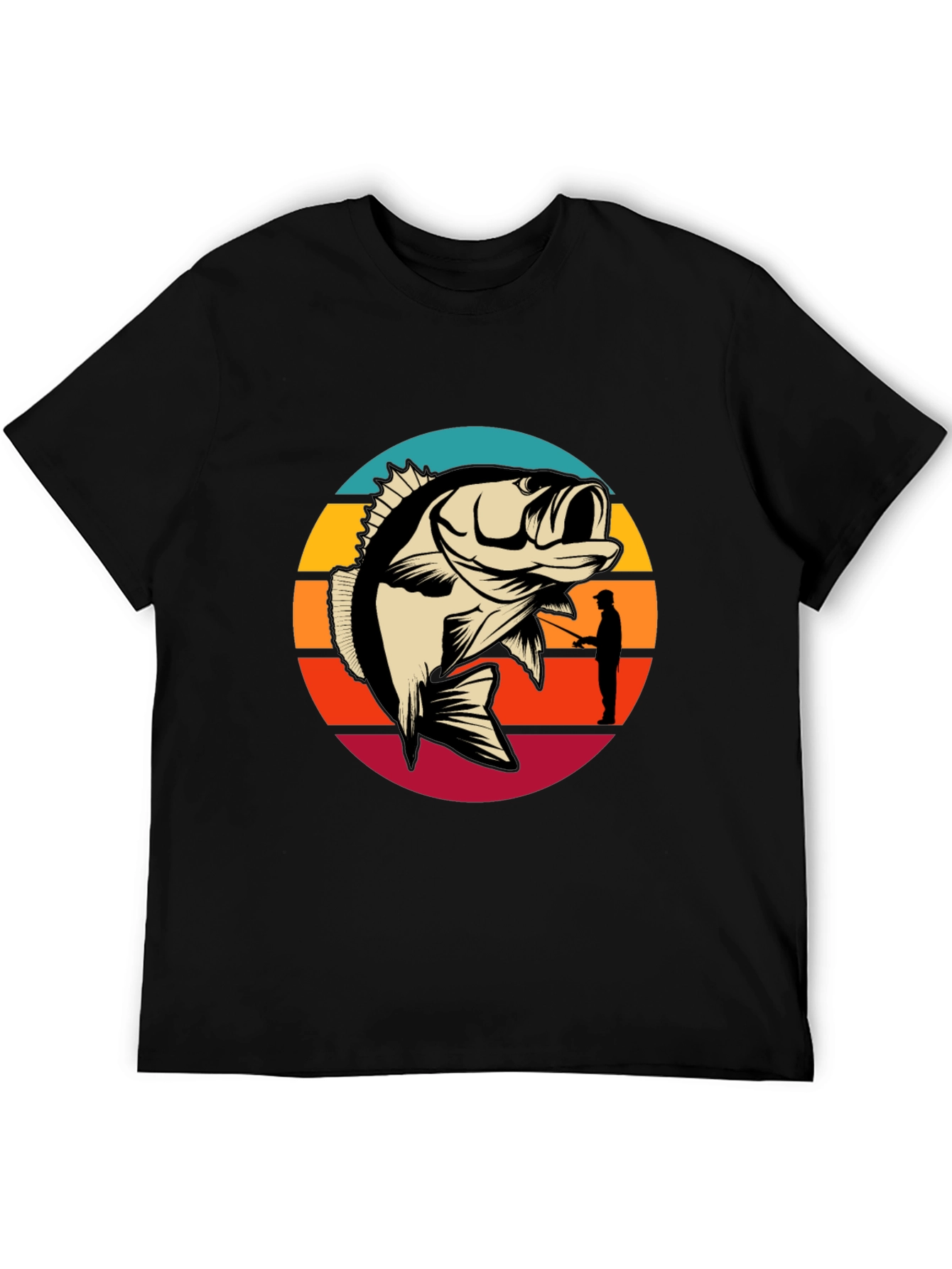 Fishing T-Shirt - Bass Silhouette Sunset Graphic Tee